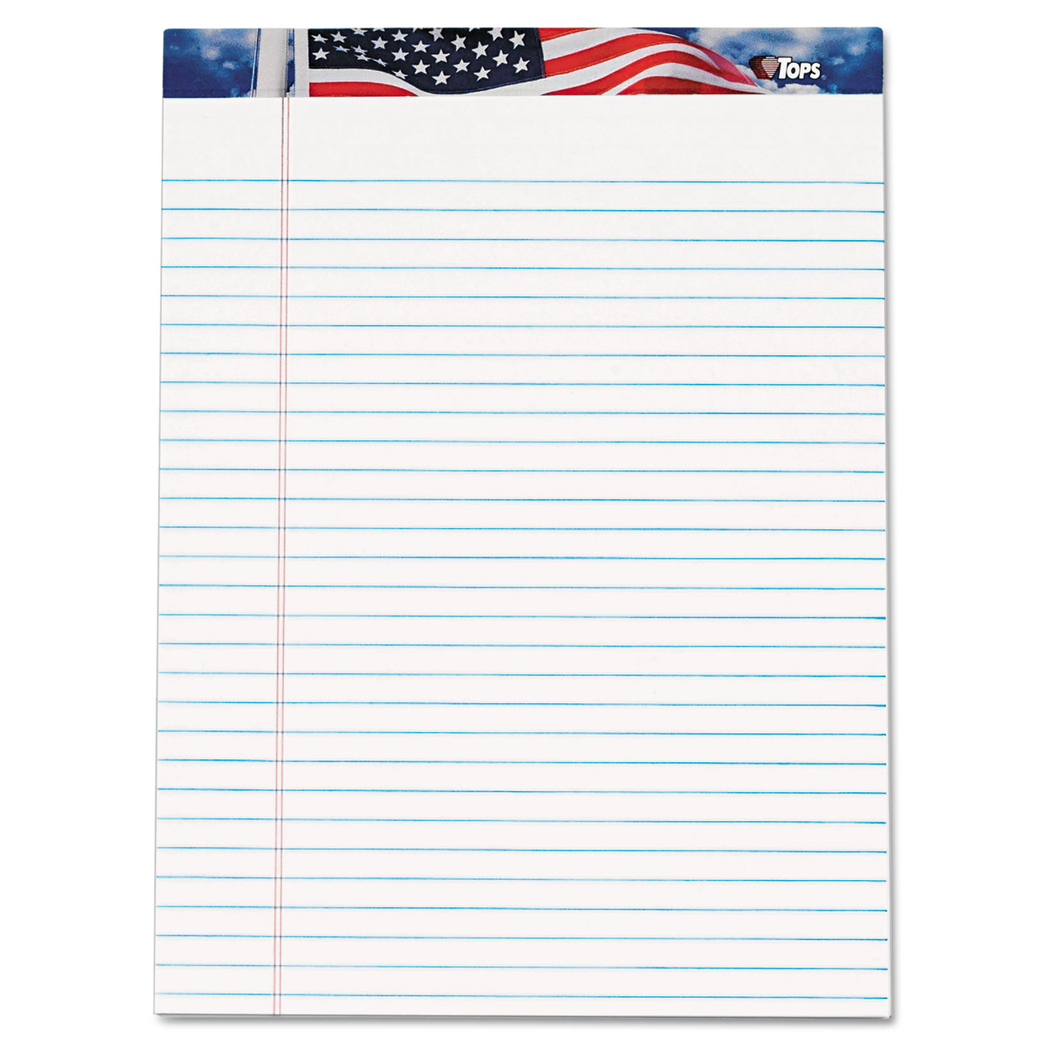  TOPS 75111 American Pride Writing Pad, Wide/Legal Rule, 8.5 x 11.75, White, 50 Sheets, 12/Pack (TOP75111) 