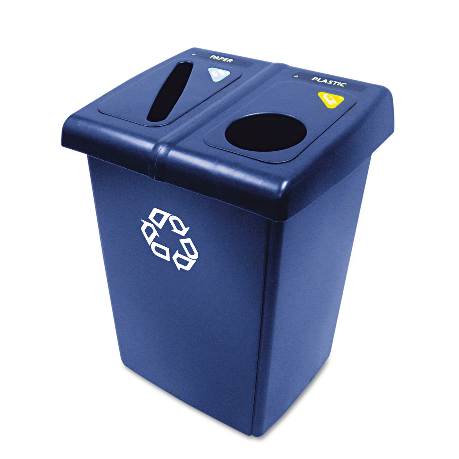  Rubbermaid Commercial 1792339 Glutton Recycling Station, Two-Stream, 46 gal, Blue (RCP1792339) 