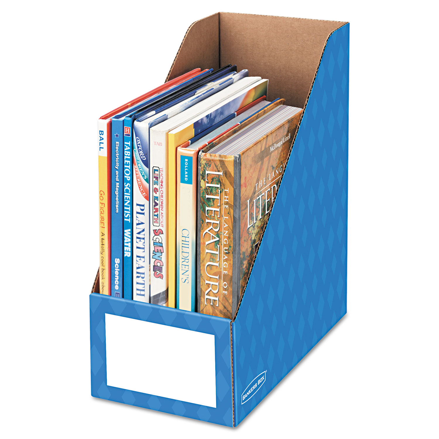 Cardboard Magazine File, 6 1/4 x 12 1/4 x 13, Blue, 3/PK