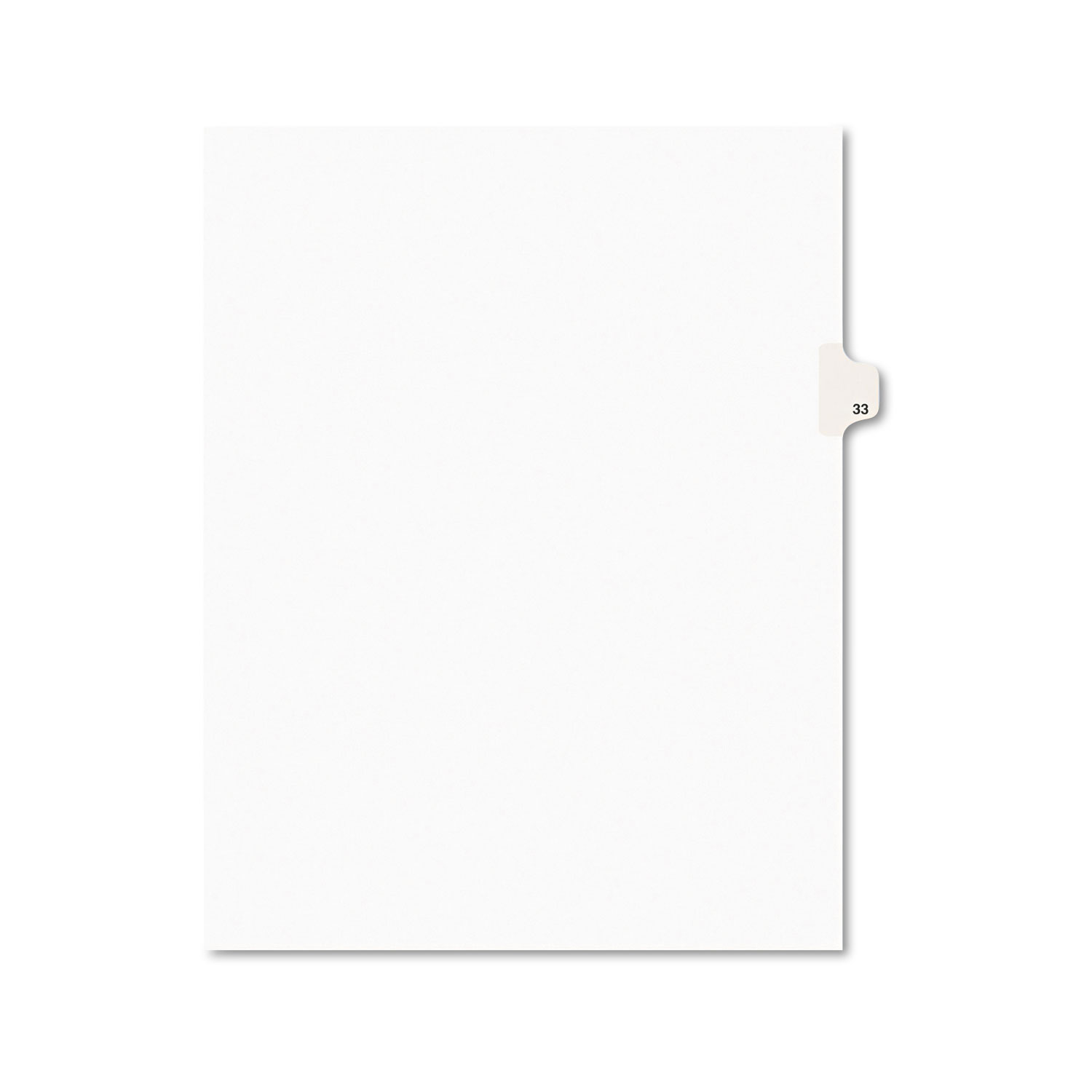 Avery-Style Legal Exhibit Side Tab Divider, Title: 33, Letter, White, 25/Pack