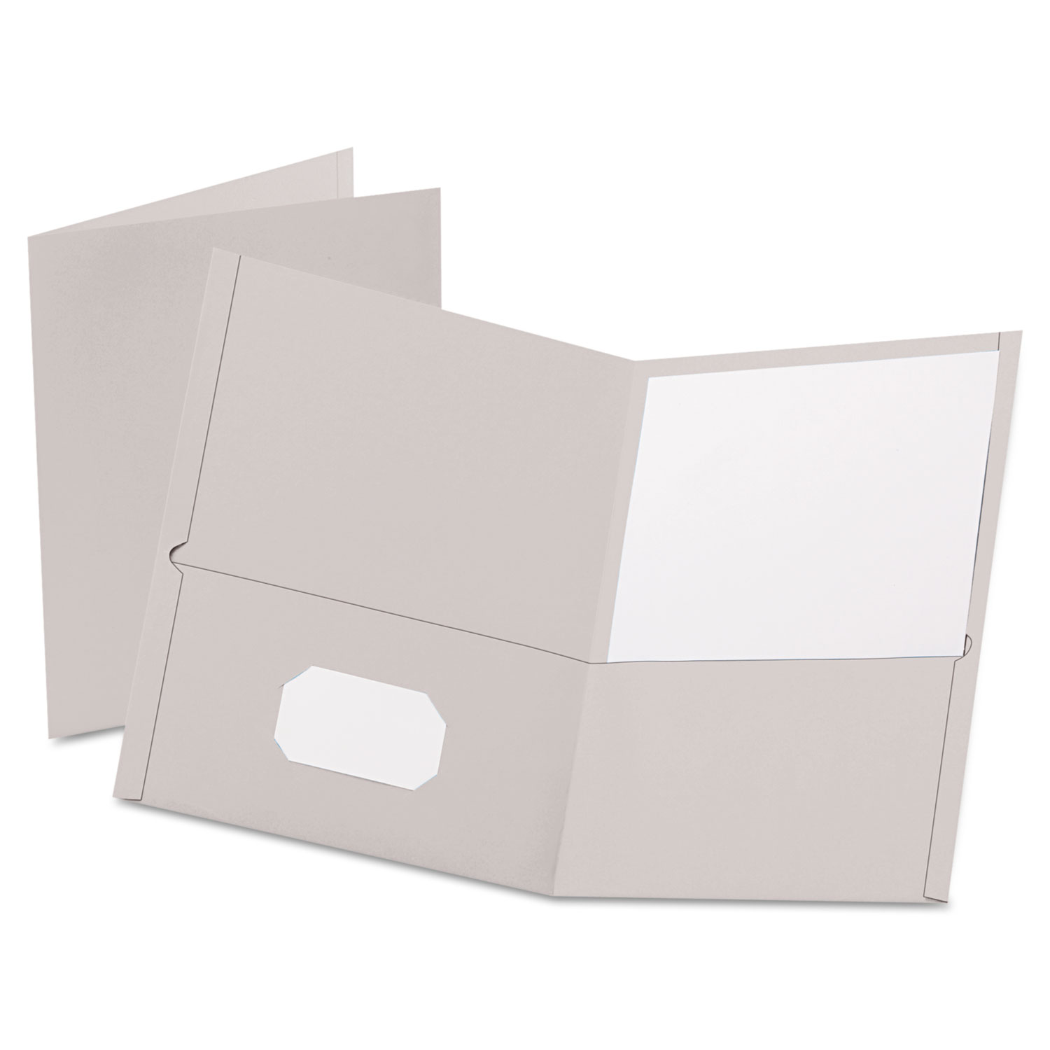  Oxford 57505EE Twin-Pocket Folder, Embossed Leather Grain Paper, Gray, 25/Box (OXF57505) 