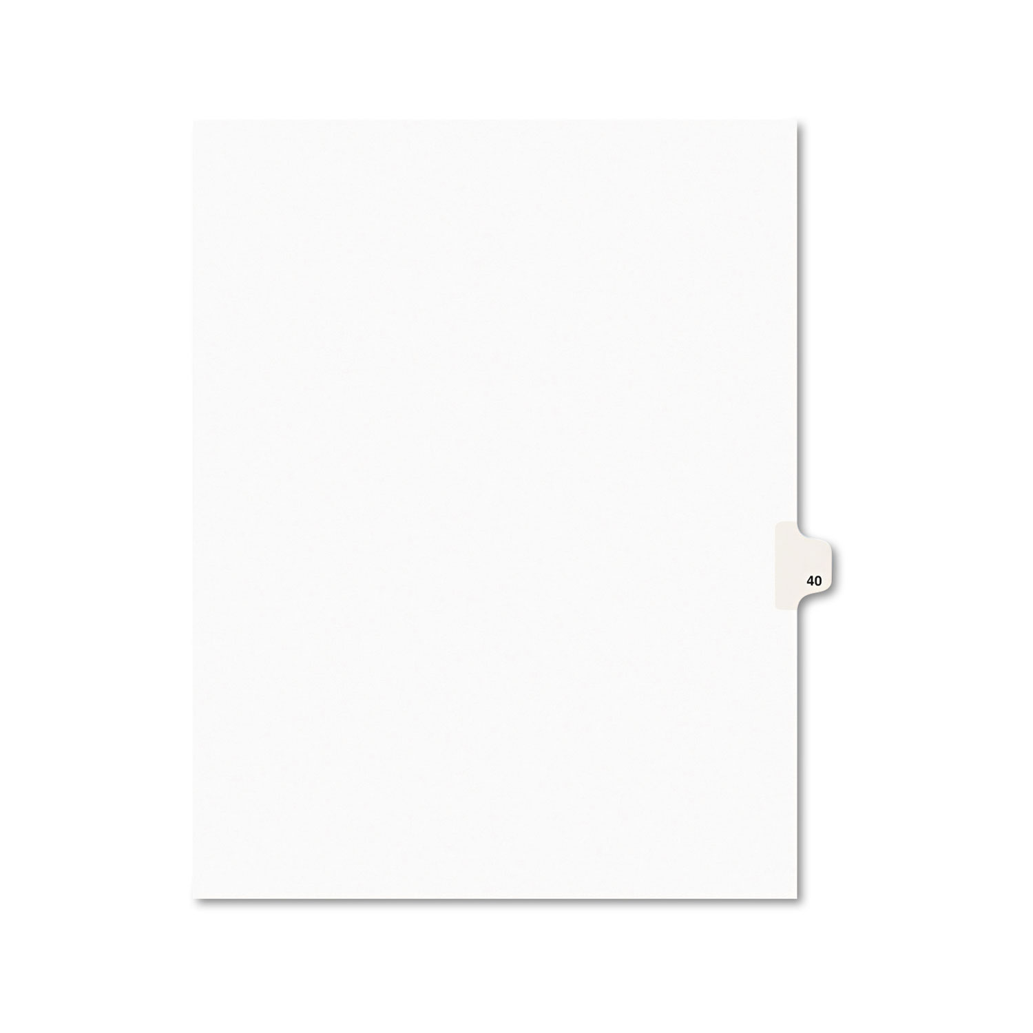 Avery-Style Legal Exhibit Side Tab Divider, Title: 40, Letter, White, 25/Pack