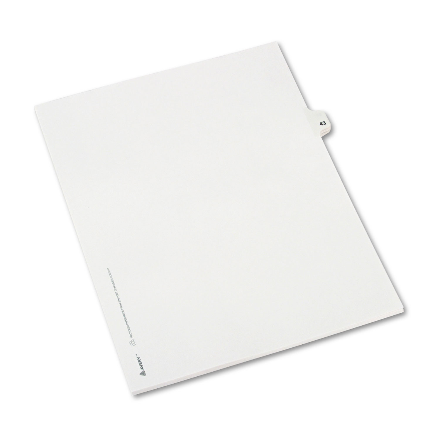 Avery-Style Legal Exhibit Side Tab Divider, Title: 43, Letter, White, 25/Pack