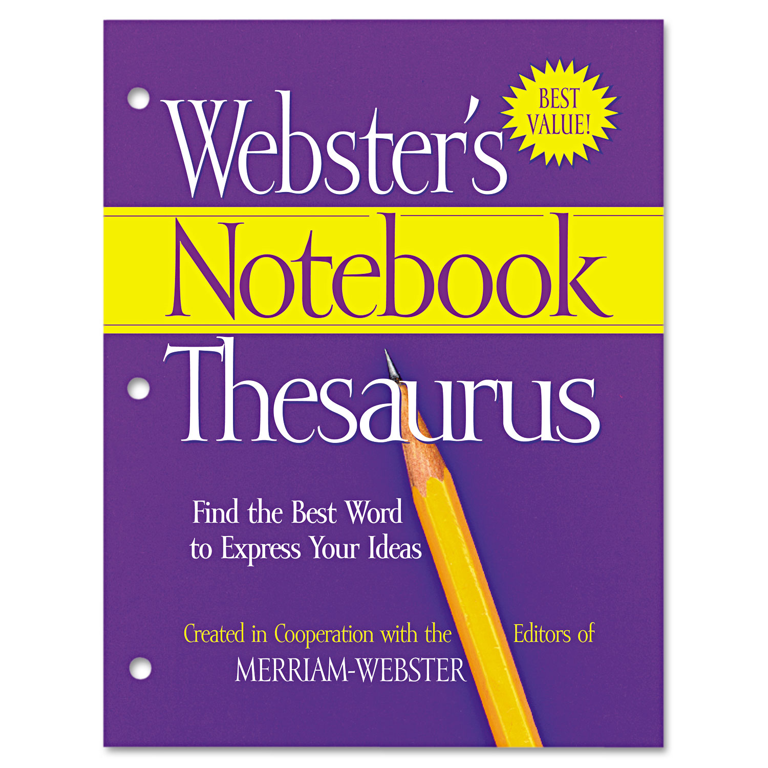  Merriam Webster FSP0573 Notebook Thesaurus, Three-Hole Punched, Paperback, 80 Pages (MERFSP0573) 