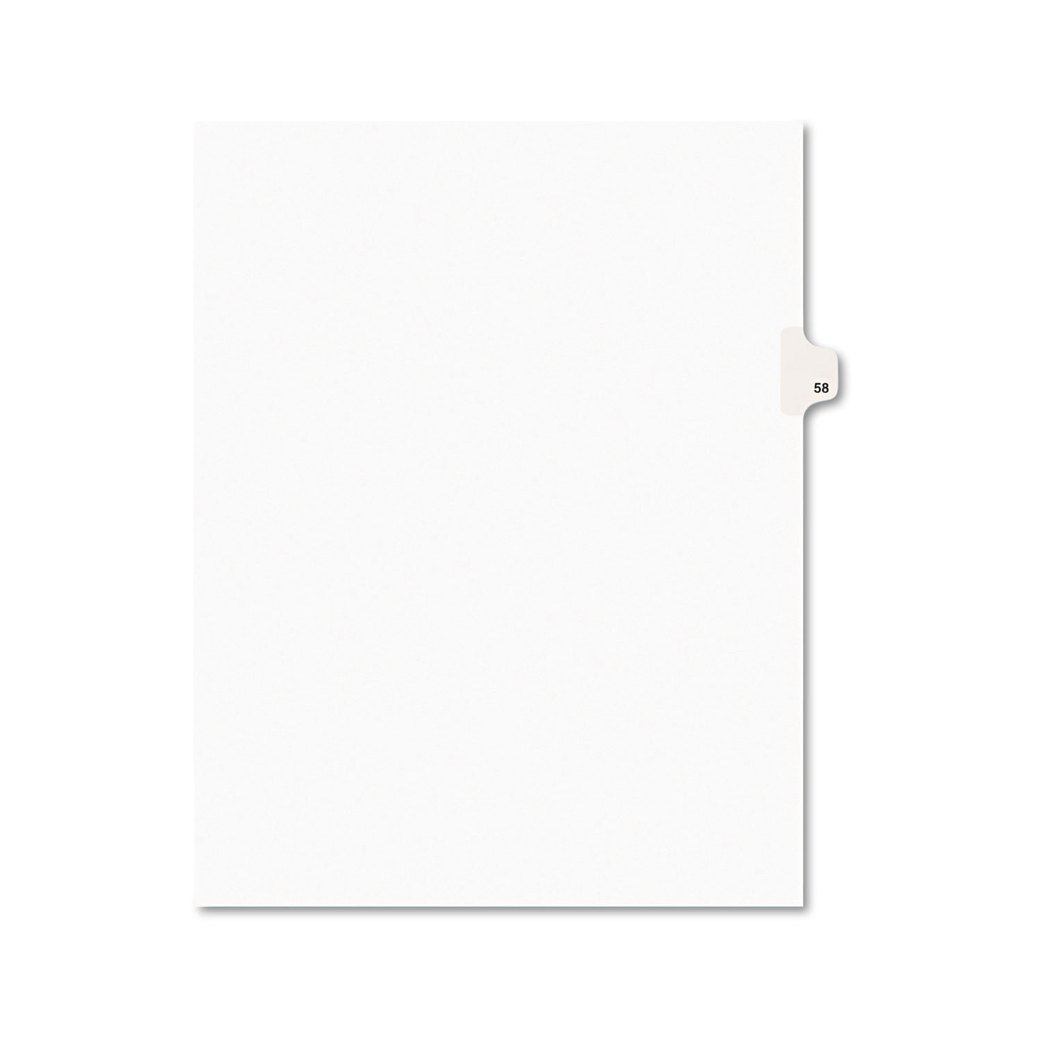 Avery-Style Legal Exhibit Side Tab Divider, Title: 58, Letter, White, 25/Pack
