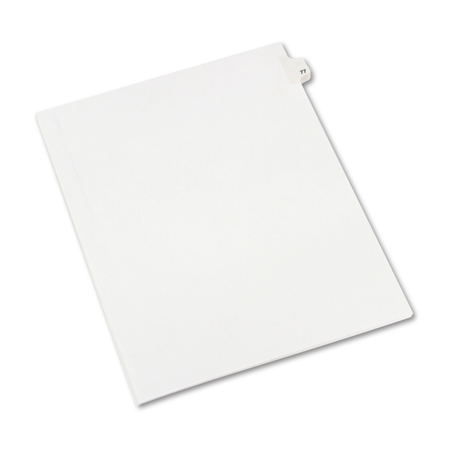 Avery-Style Legal Exhibit Side Tab Divider, Title: 77, Letter, White, 25/Pack