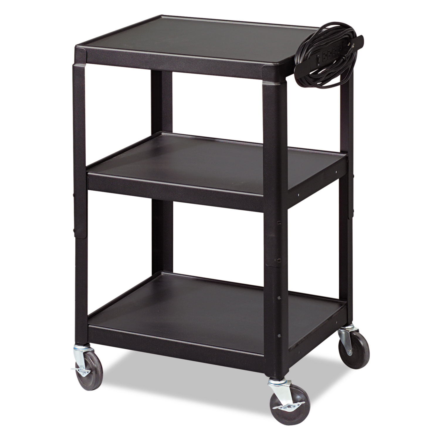 Adjustable Steel Utility Cart, 24w x 18d x 26 to 42h, Black