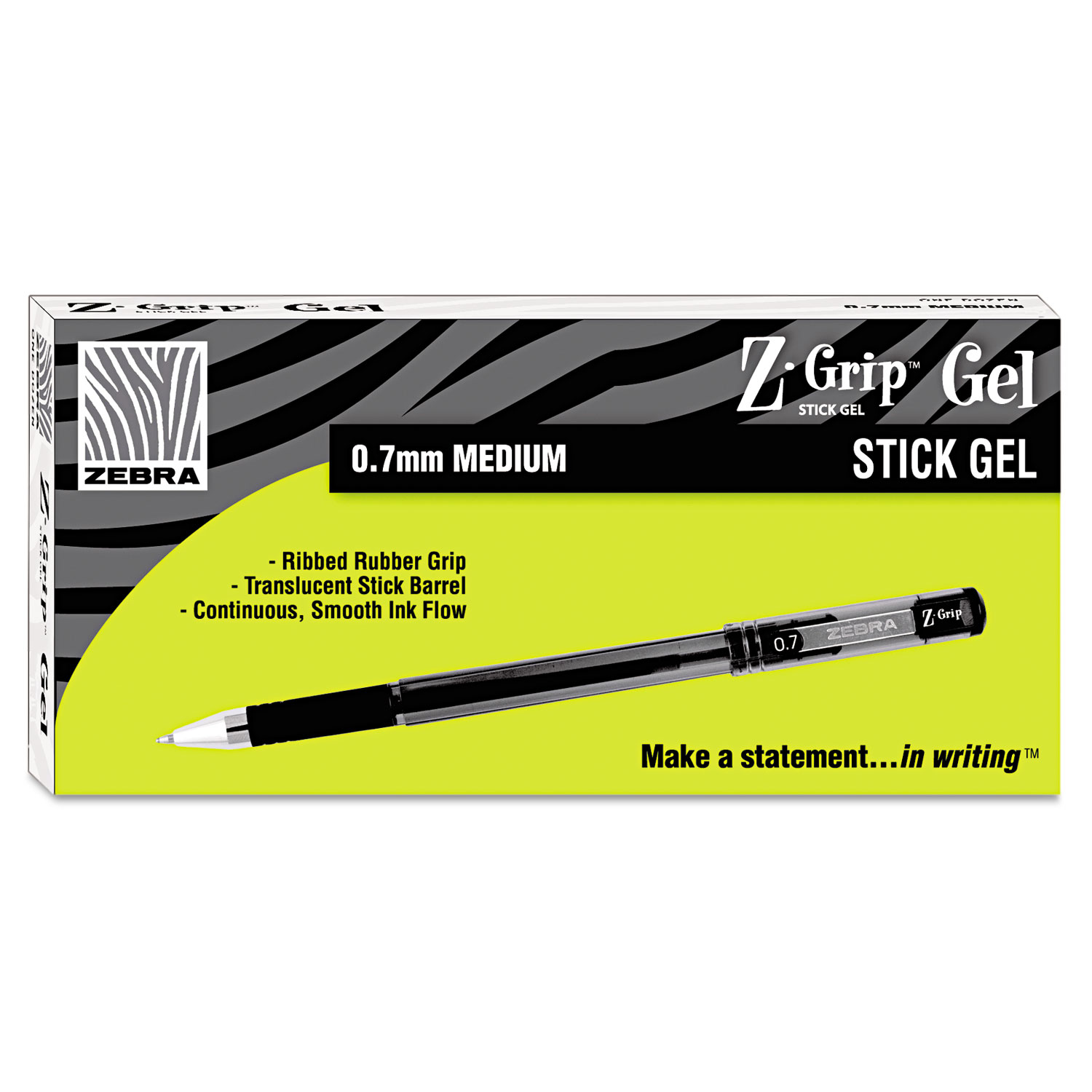 Z-Grip Gel Stick Pen, Blue Ink, Medium, Dozen