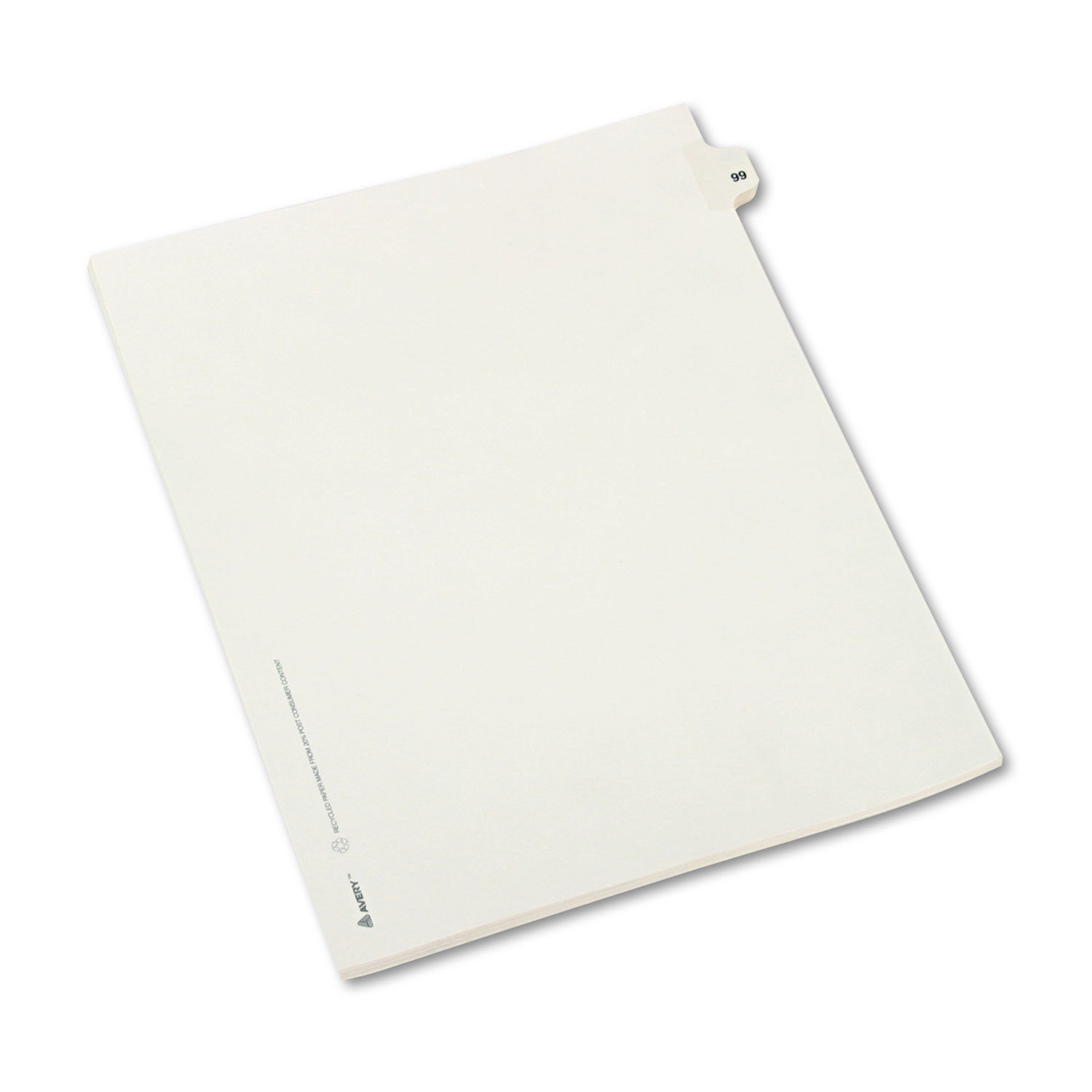 Avery-Style Legal Exhibit Side Tab Divider, Title: 99, Letter, White, 25/Pack