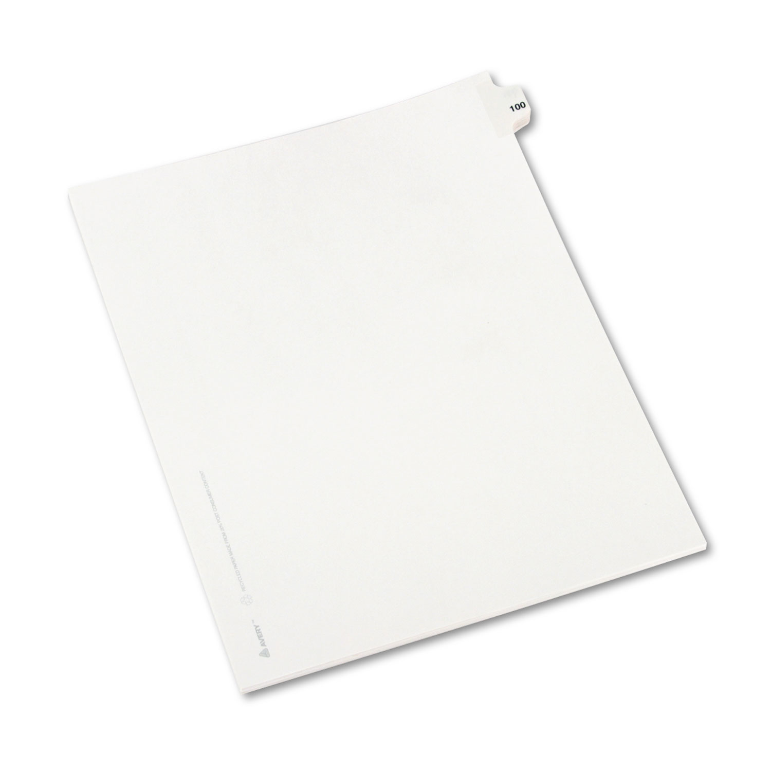 Avery-Style Legal Exhibit Side Tab Divider, Title: 100, Letter, White, 25/Pack