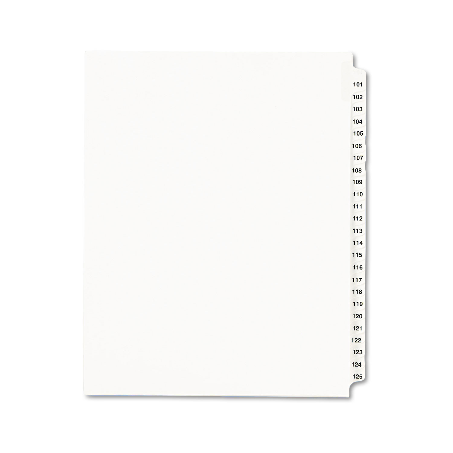  Avery 01334 Preprinted Legal Exhibit Side Tab Index Dividers, Avery Style, 25-Tab, 101 to 125, 11 x 8.5, White, 1 Set (AVE01334) 