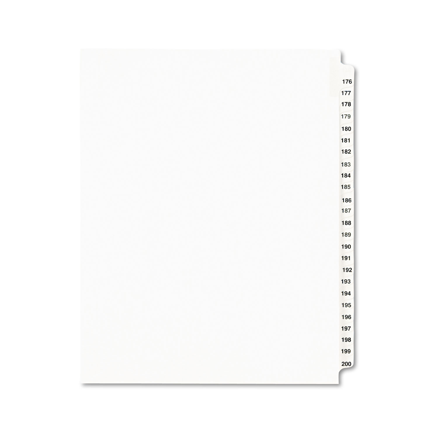  Avery 01337 Preprinted Legal Exhibit Side Tab Index Dividers, Avery Style, 25-Tab, 176 to 200, 11 x 8.5, White, 1 Set (AVE01337) 
