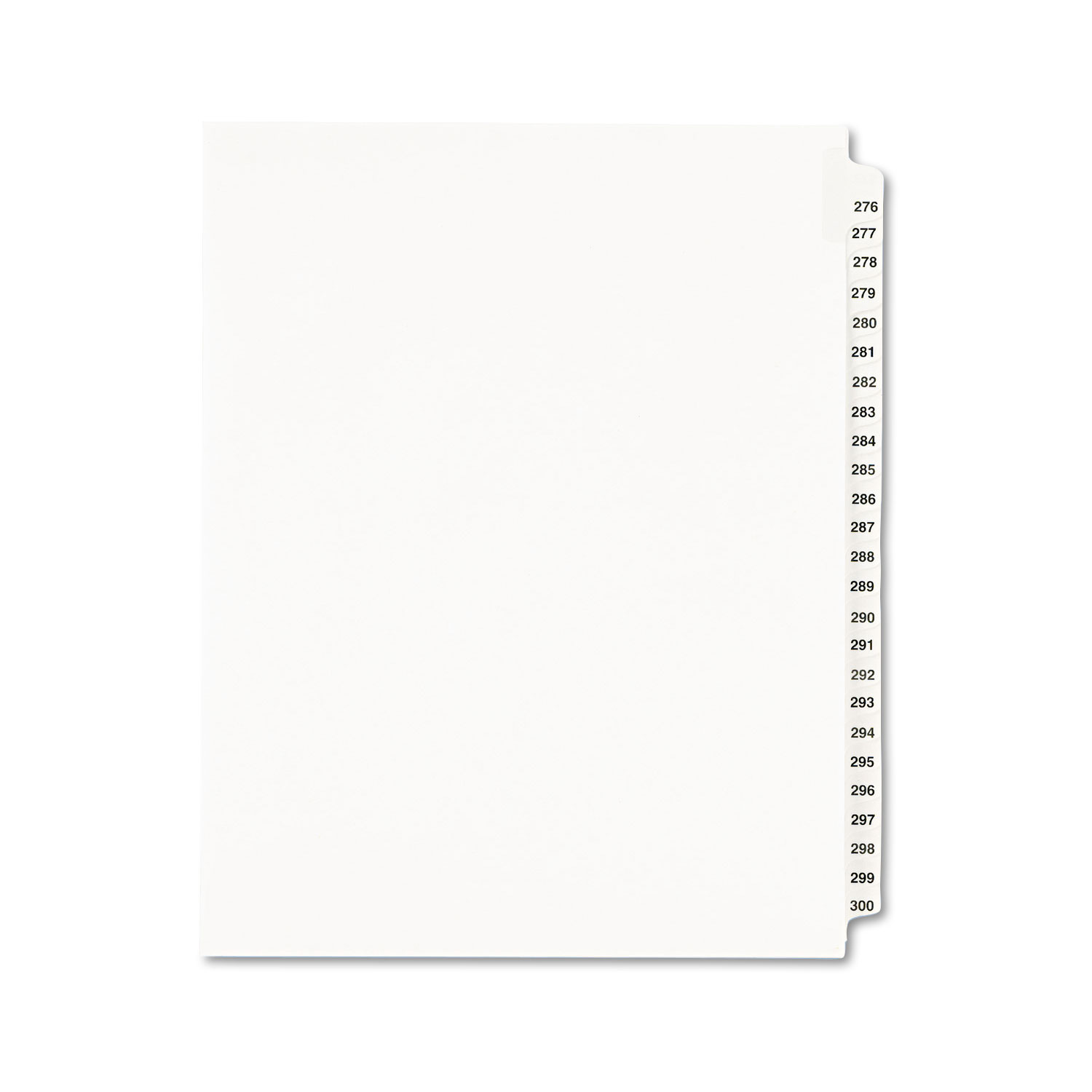 Avery-Style Legal Exhibit Side Tab Divider, Title: 276-300, Letter, White