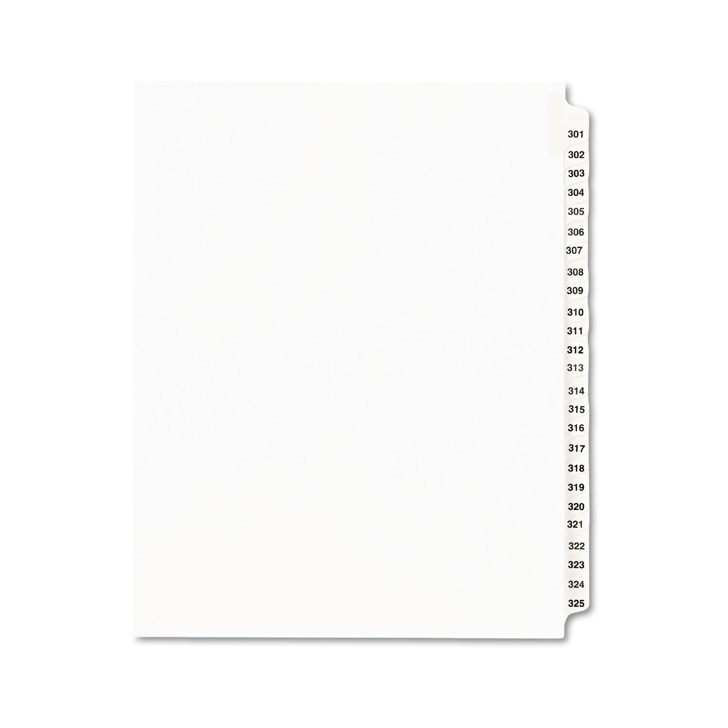  Avery 01342 Preprinted Legal Exhibit Side Tab Index Dividers, Avery Style, 25-Tab, 301 to 325, 11 x 8.5, White, 1 Set (AVE01342) 