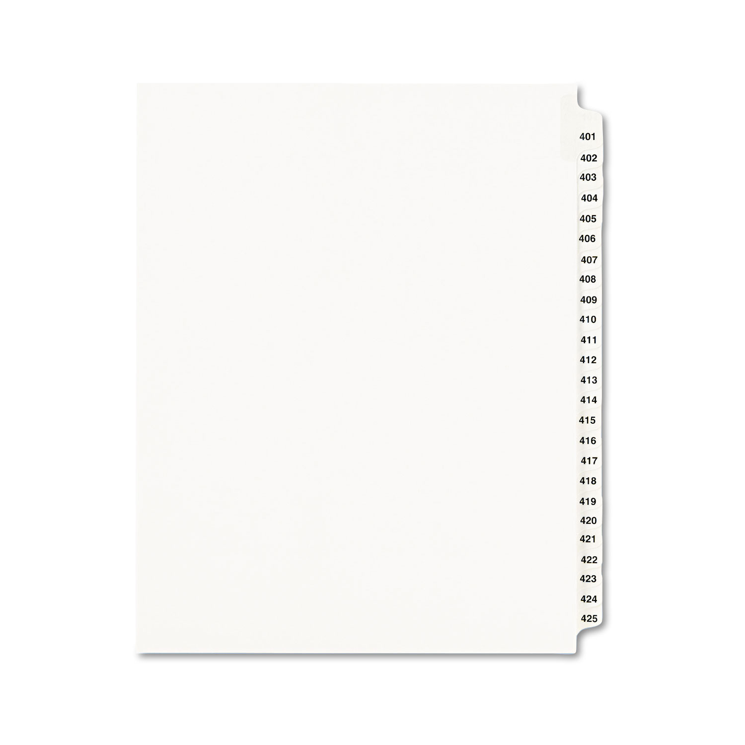  Avery 01346 Preprinted Legal Exhibit Side Tab Index Dividers, Avery Style, 25-Tab, 401 to 425, 11 x 8.5, White, 1 Set (AVE01346) 
