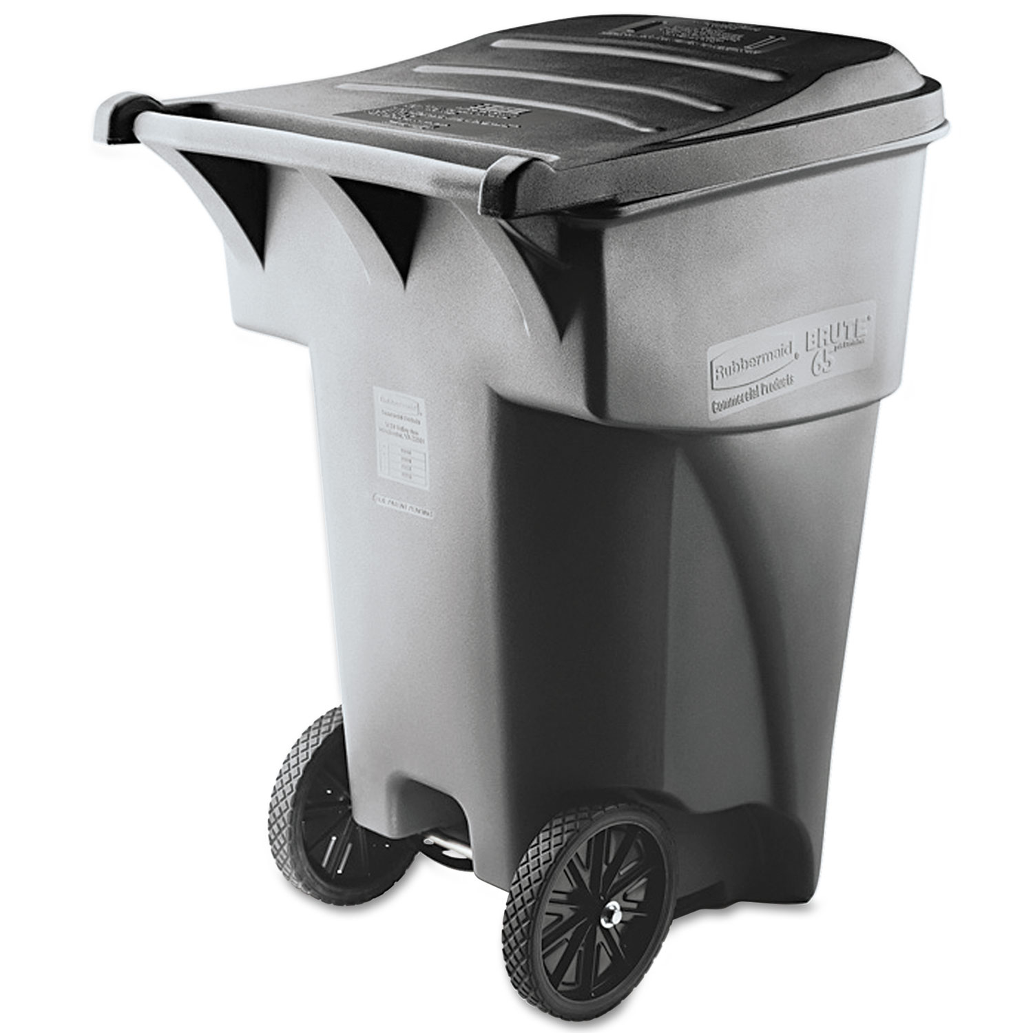  Rubbermaid Commercial FG9W2200GRAY Brute Rollout Heavy-Duty Waste Container, Square, Polyethylene, 95 gal, Gray (RCP9W22GY) 