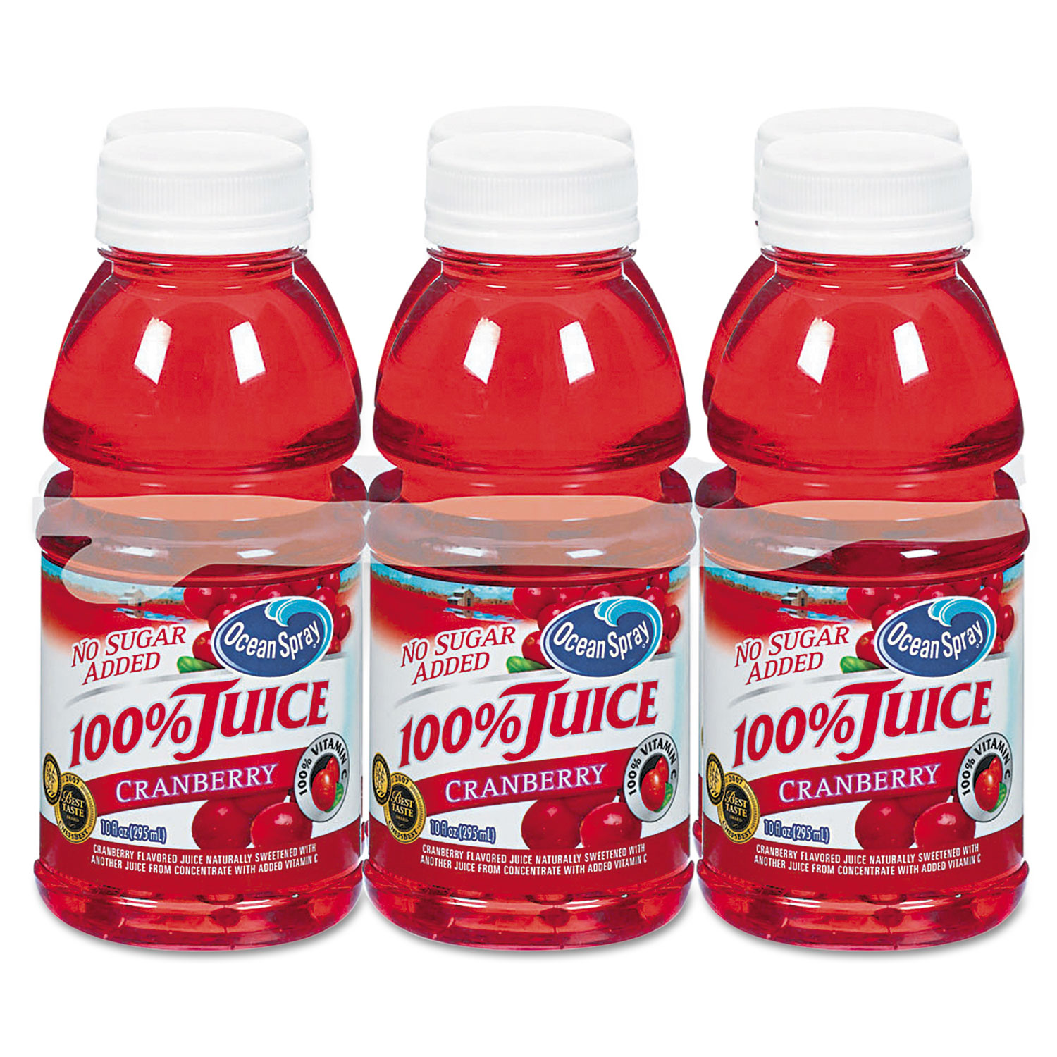  Ocean Spray OCE00066 100% Juice, Cranberry, 10oz Bottle, 6/Pack (OCS00066) 