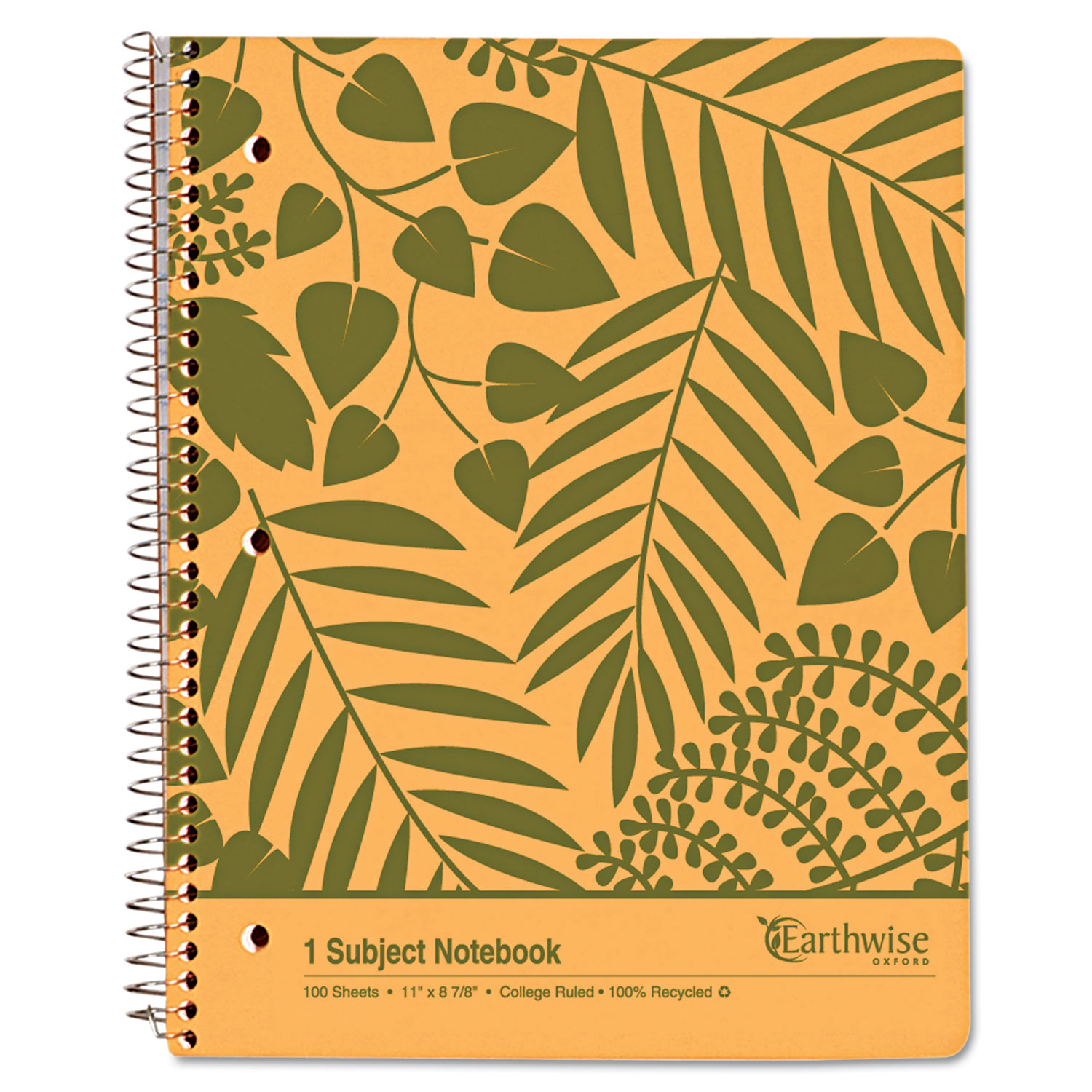 Oxford™ Earthwise by 100% Recycled Notebooks, 1 Subject, Medium/College Rule, Tan Cover, 11 x 8.88, 100 Sheets