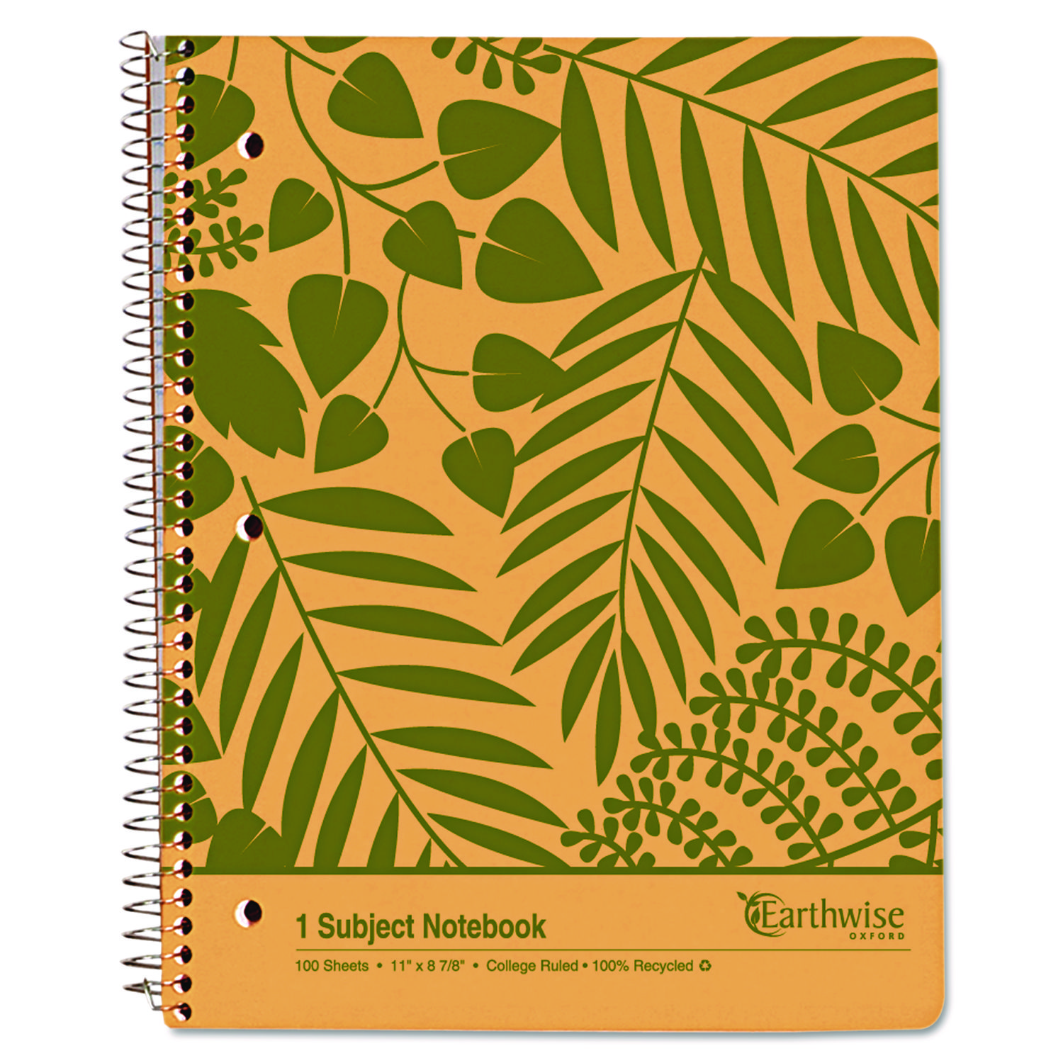 Oxford™ Earthwise by 100% Recycled Notebooks, 1 Subject, Medium/College Rule, Tan Cover, 11 x 8.88, 100 Sheets