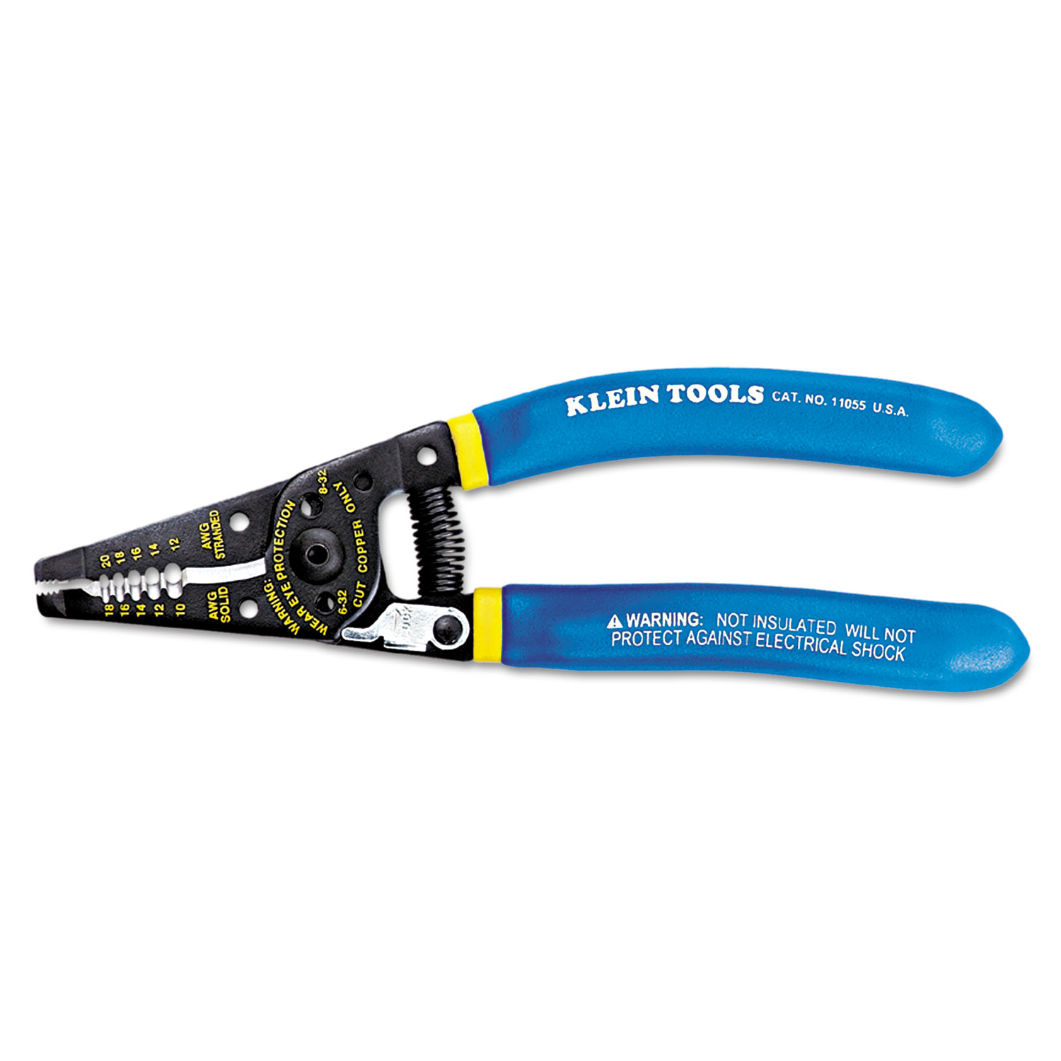 Wire Stripper/Cutter, 10-18 AWG, 7 1/8 Tool Length, Blue/Yellow Handle