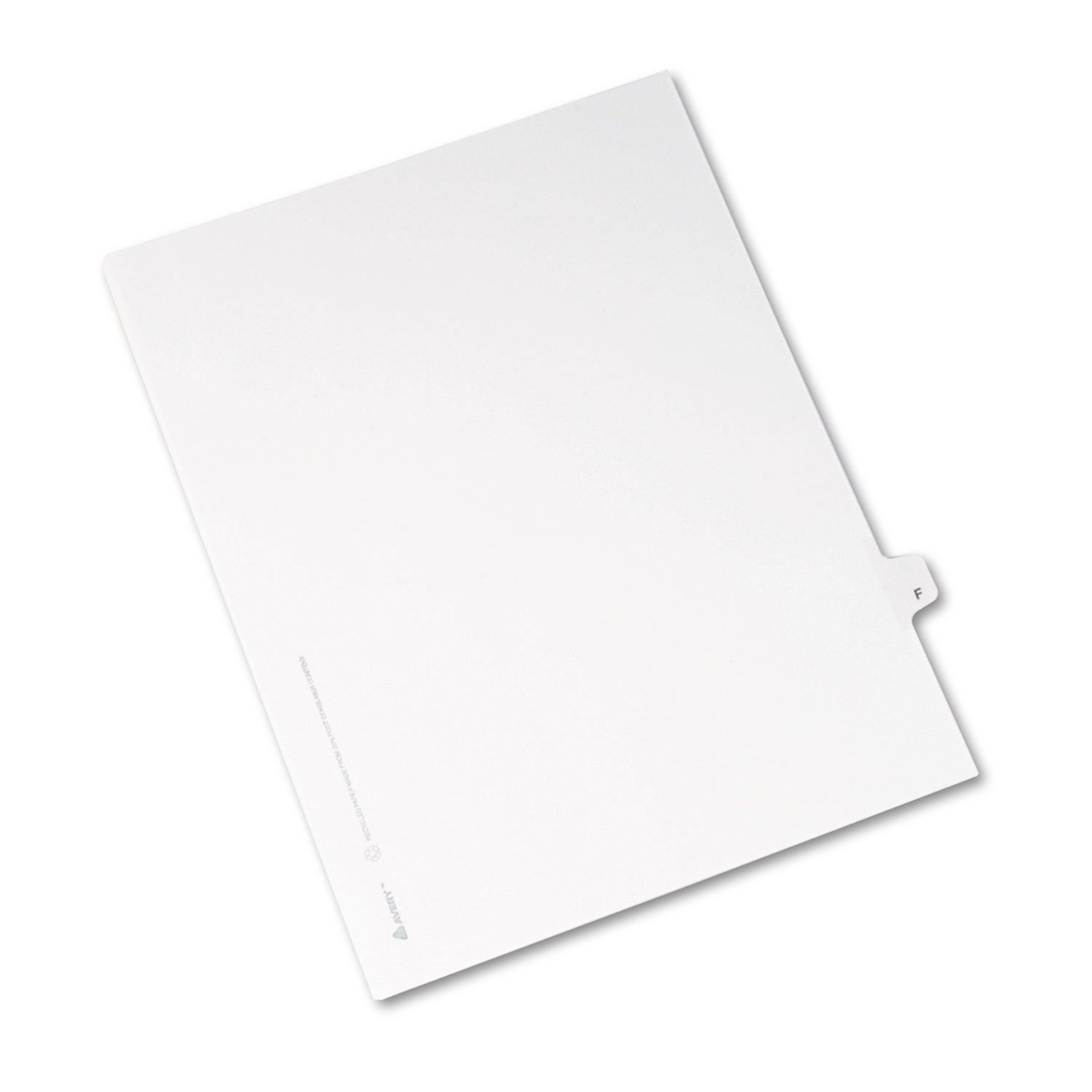 Avery-Style Legal Exhibit Side Tab Dividers, 1-Tab, Title F, Ltr, White, 25/PK