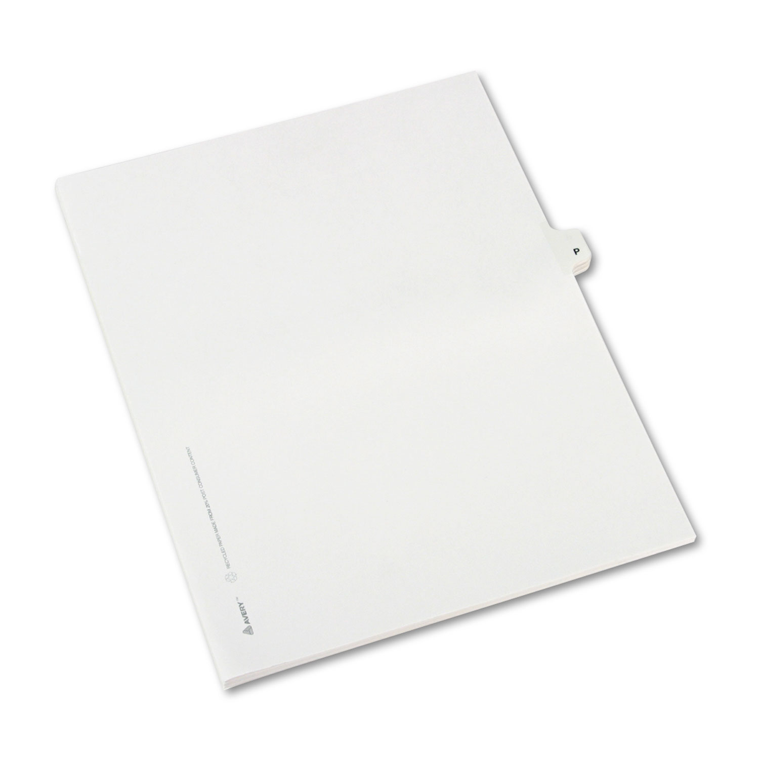 Avery-Style Legal Exhibit Side Tab Dividers, 1-Tab, Title P, Ltr, White, 25/PK