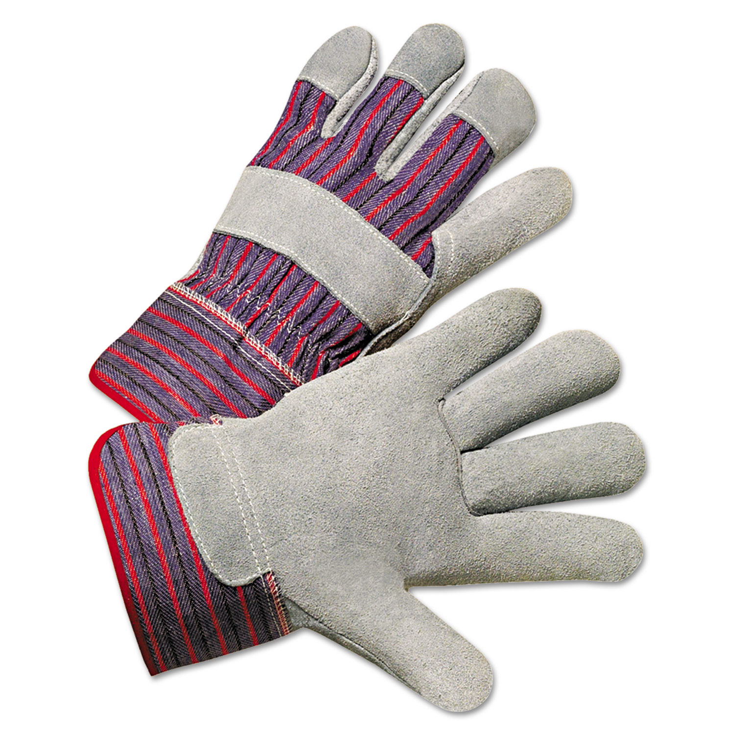  Anchor Brand 500SC Leather Palm Work Gloves, Gray/Blue/White, Large, 12 Pairs (ANR2000) 