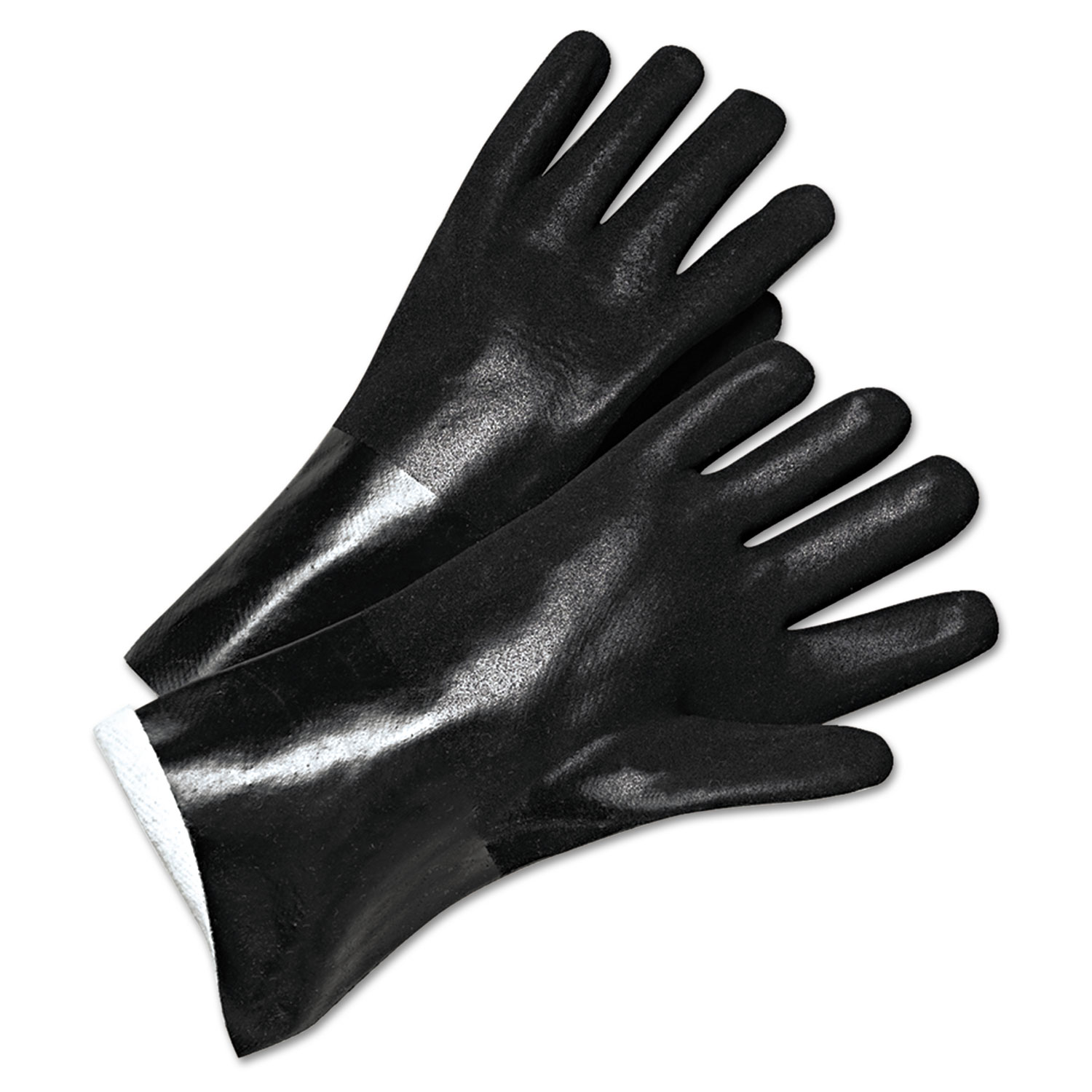 Anchor Brand® PVC-Coated Jersey-Lined Gloves, 14 in. Long, Black, Men's ...