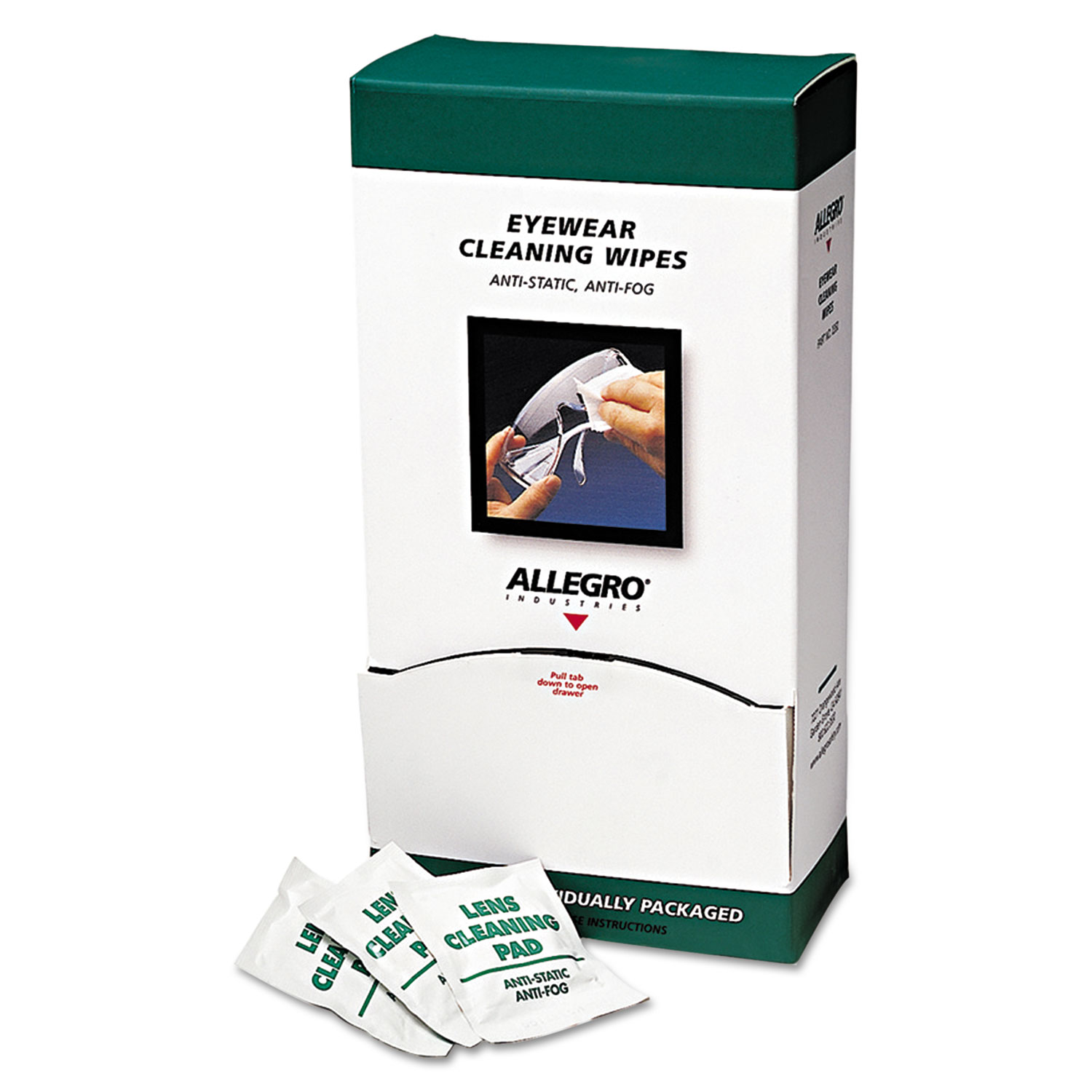  Allegro 350 Eyewear Cleaning Wipes, 5 in x 8, White, 100/Box (ALG0350) 