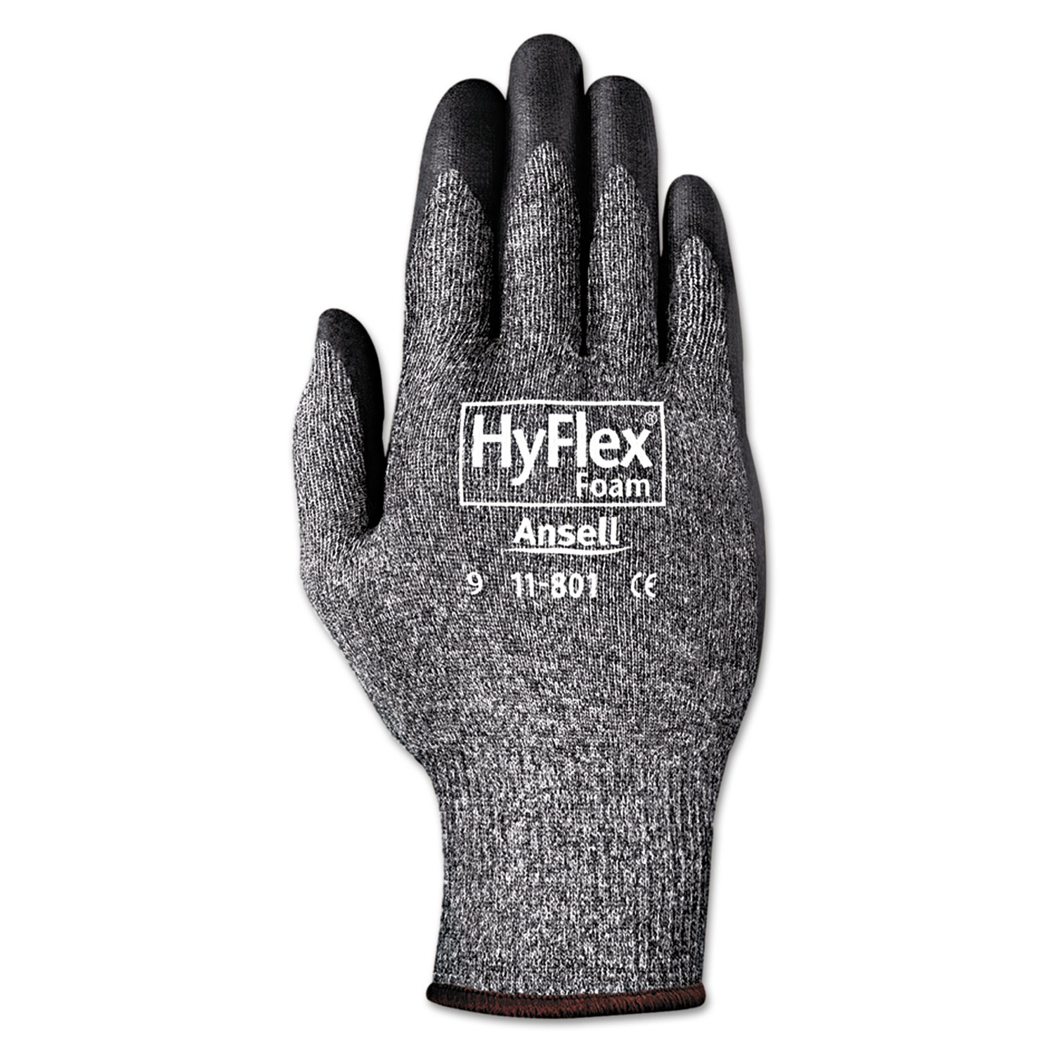  AnsellPro 103385 HyFlex Foam Gloves, Dark Gray/Black, Size 10, 12 Pairs (ANS1180110) 