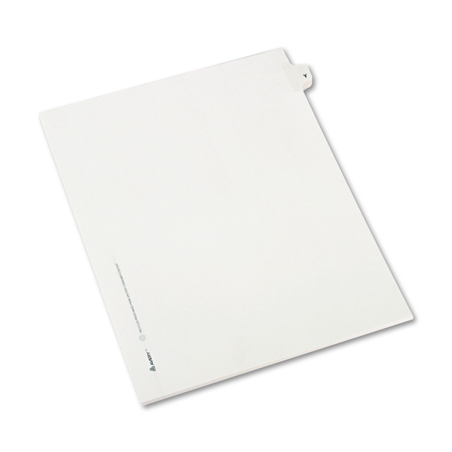 Avery-Style Legal Exhibit Side Tab Dividers, 1-Tab, Title Y, Ltr, White, 25/PK
