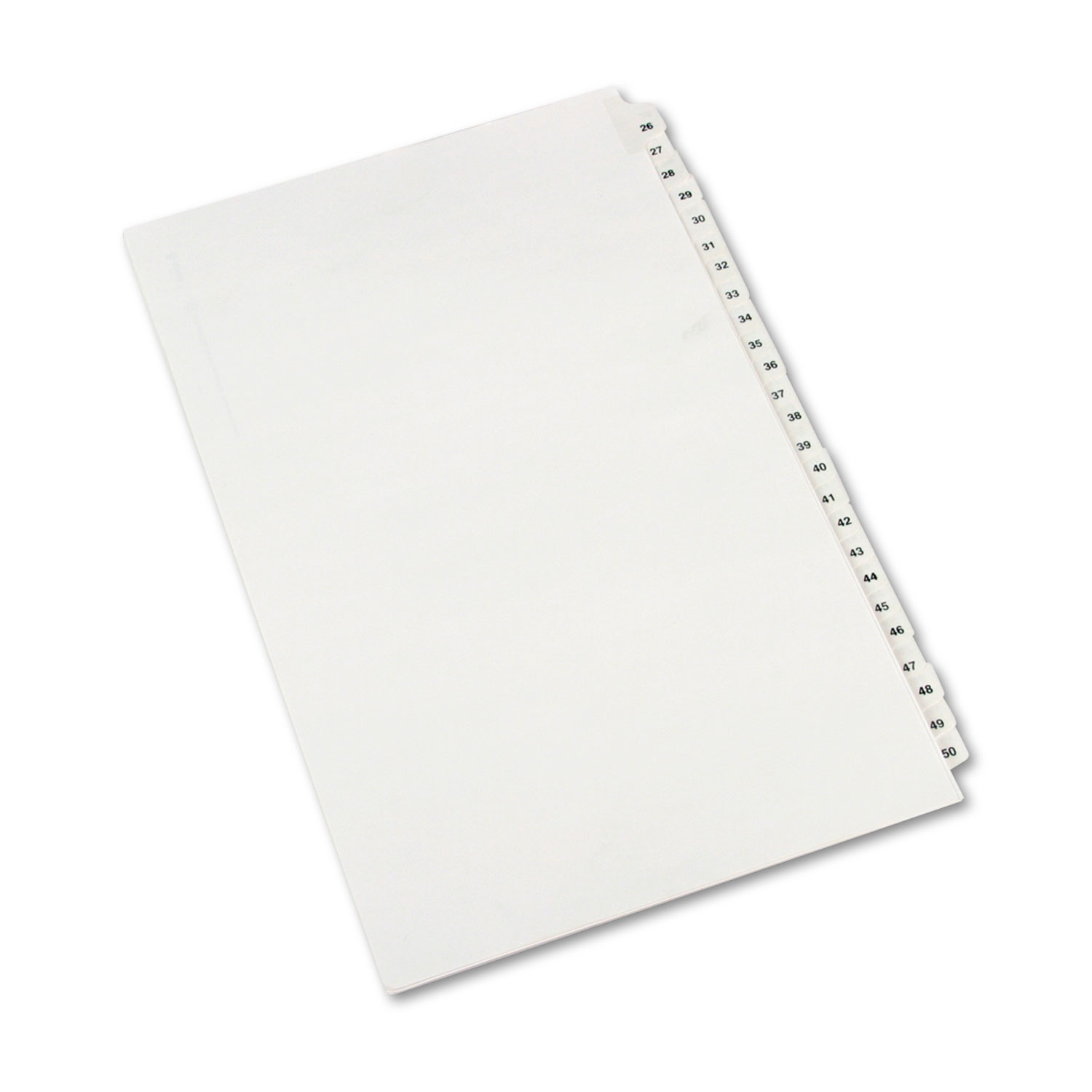 Avery-Style Legal Exhibit Side Tab Divider, Title: 26-50, 14 x 8 1/2, White
