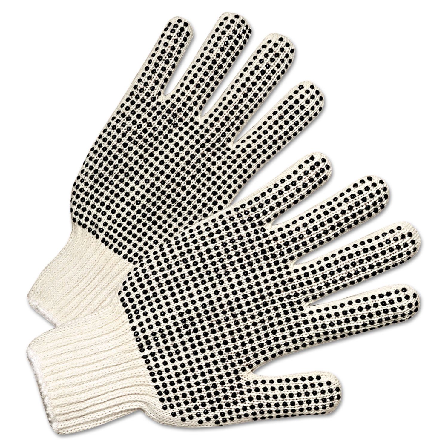  Anchor Brand 708SKBS PVC-Dotted String Knit Gloves, Natural White/Black, Large, 12 Pairs (ANR6705) 