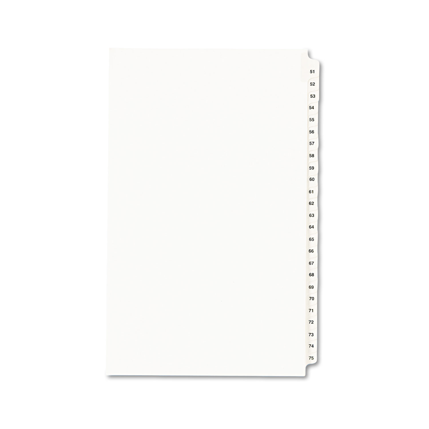  Avery 01432 Preprinted Legal Exhibit Side Tab Index Dividers, Avery Style, 25-Tab, 51 to 75, 14 x 8.5, White, 1 Set (AVE01432) 