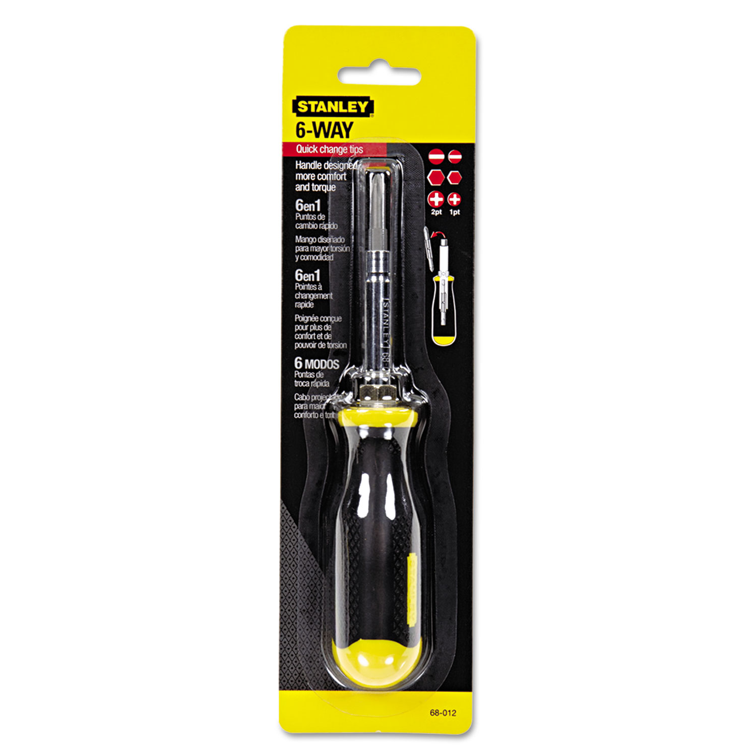 Stanley Tools 68-012 6-Way Compact Screwdriver, Cushion Grip (BOS68012) 