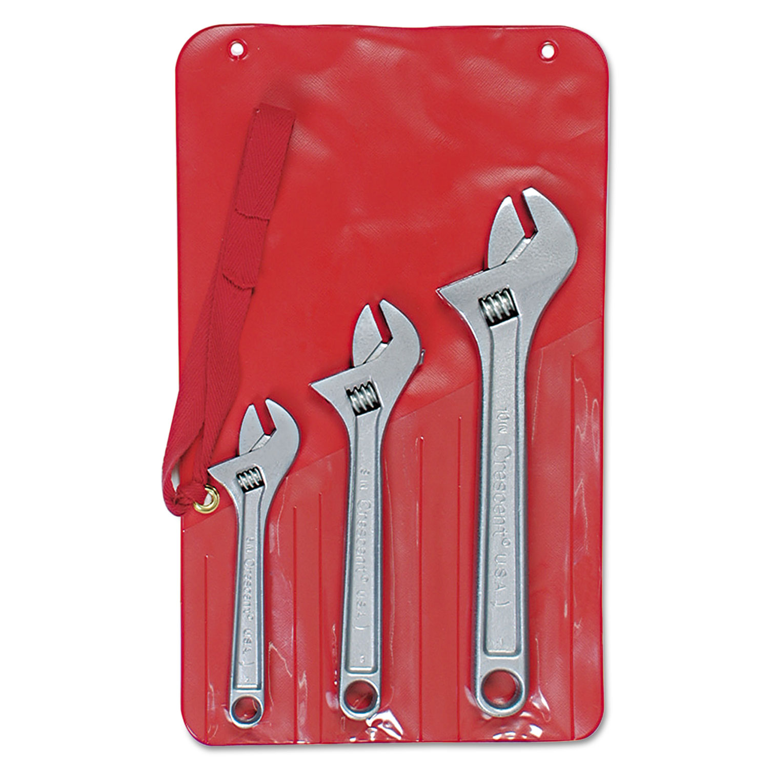 Crescent Three-Piece Adjustable Wrench Set, 6, 8, 10 Lengths, Chrome