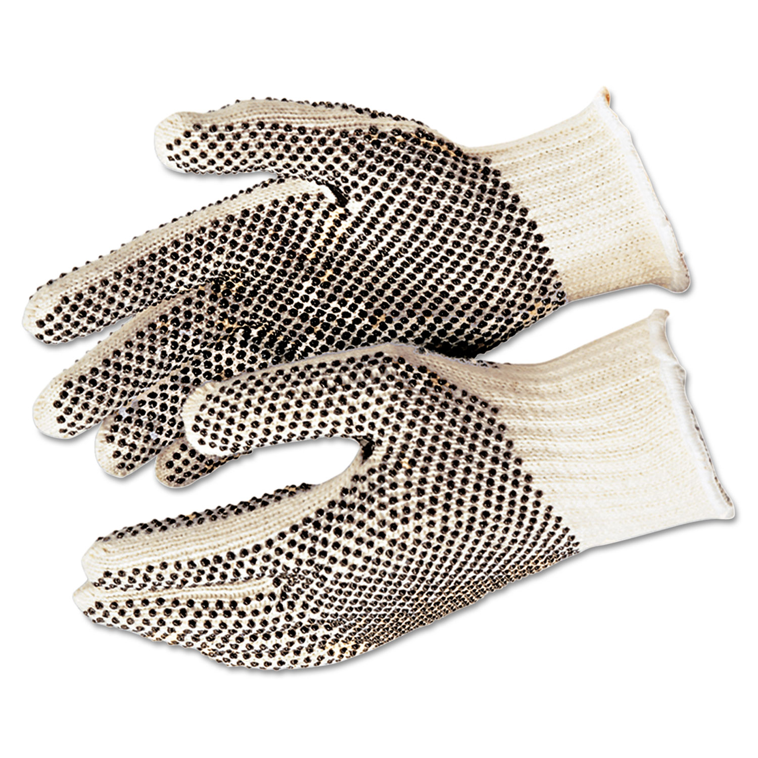 PVC Dot String-Knit Gloves, Cotton/Polyester, Large