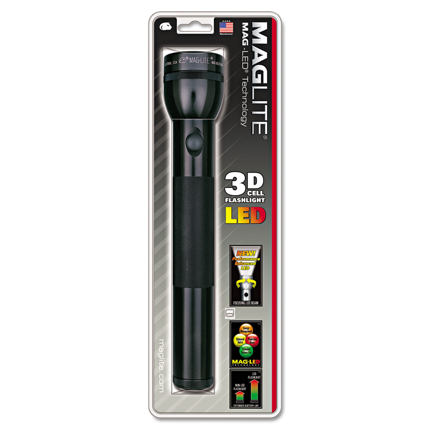  Maglite ST3D016 LED Flashlight, 3 D Batteries (Sold Separately), Black (MGLST3D016) 