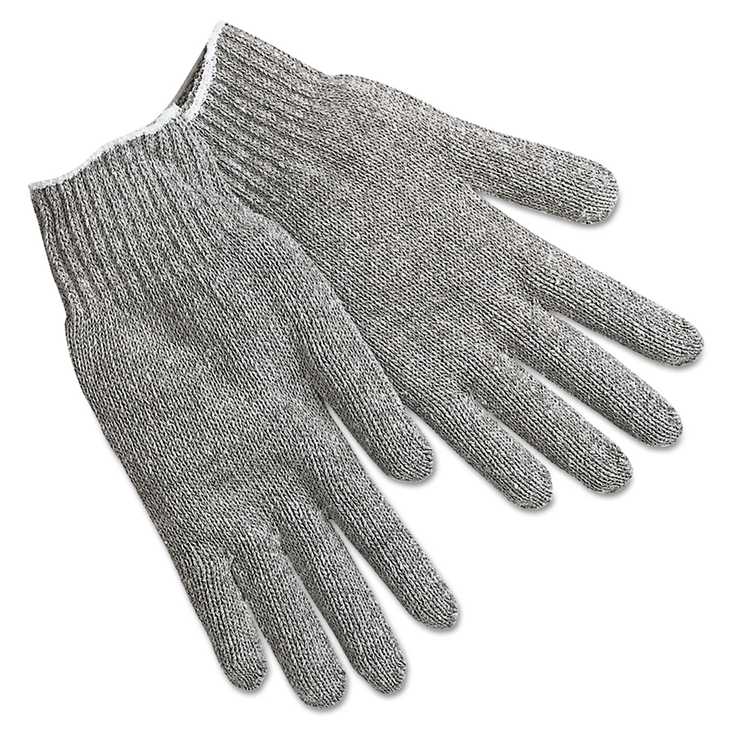 String Knit Gloves, Gray Cotton/Polyester, Large