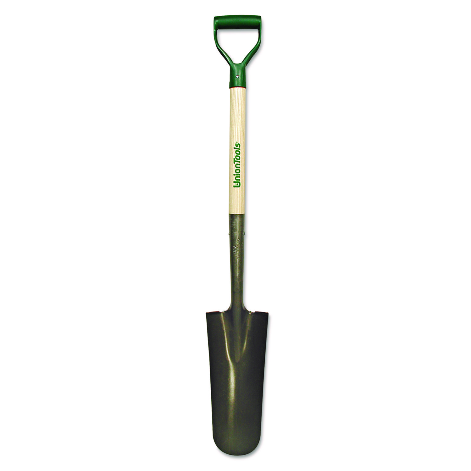 Closed-Back Drain Spade, D-Grip, 14 Blade Length, 27 Handle, Steel/Ash/Poly