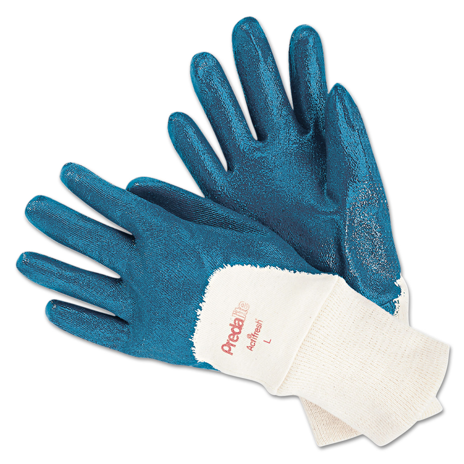  MCR Safety 127-9780L Predalite Nitrile Gloves, Cotton Lined, Blue/White, Large, 12 Pairs (MPG9780L) 
