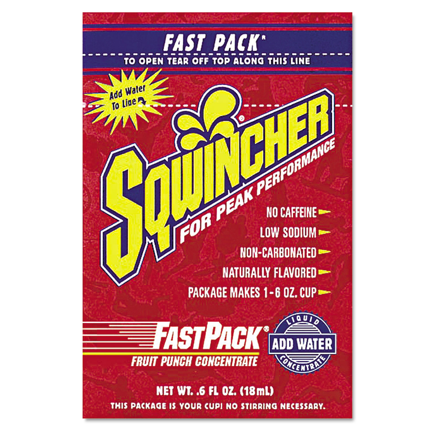 Fast Pack Drink Package, Fruit Punch, .6oz Packet, 200/Carton