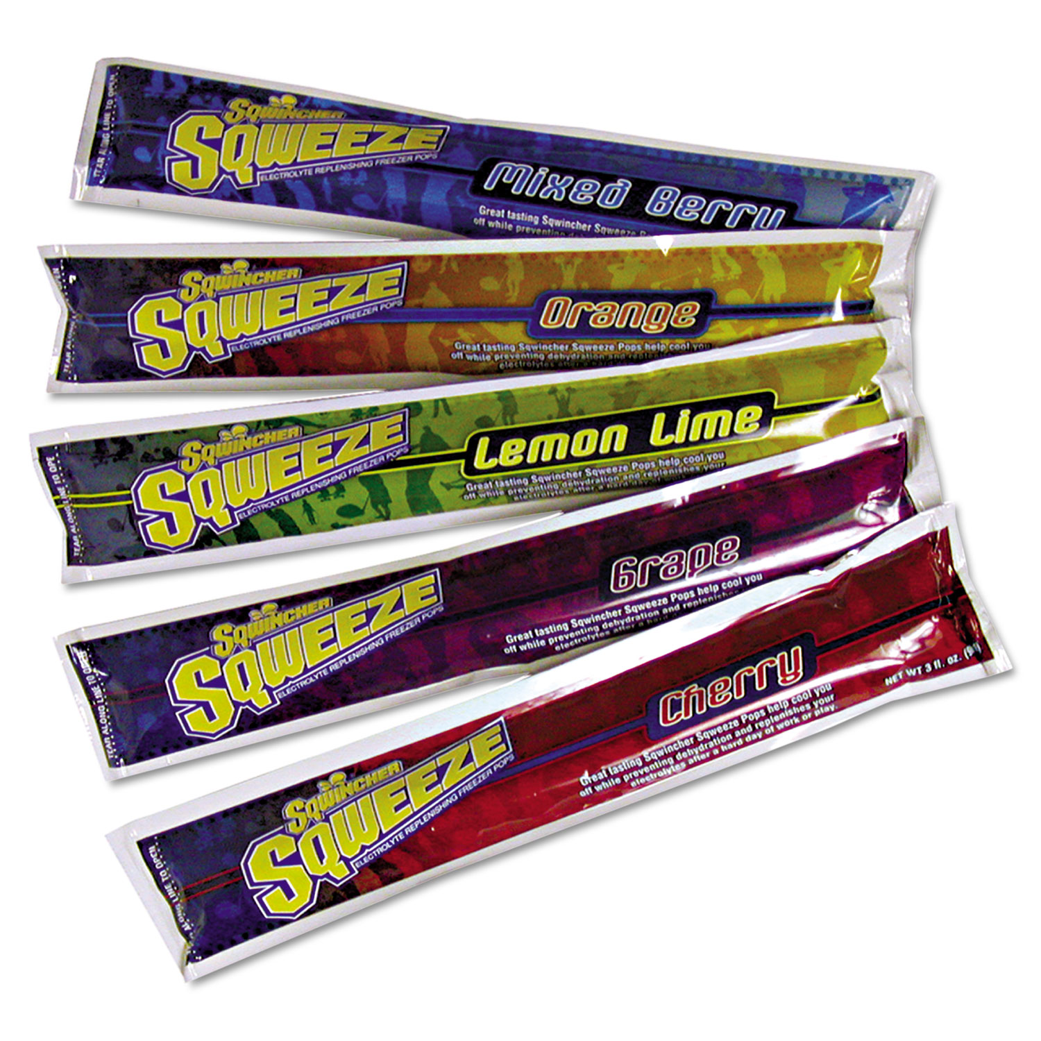  Sqwincher 159200201 Sqweeze Freeze Pops, Assorted Flavors, 3oz Packets, 150/Carton (SQW159200201) 