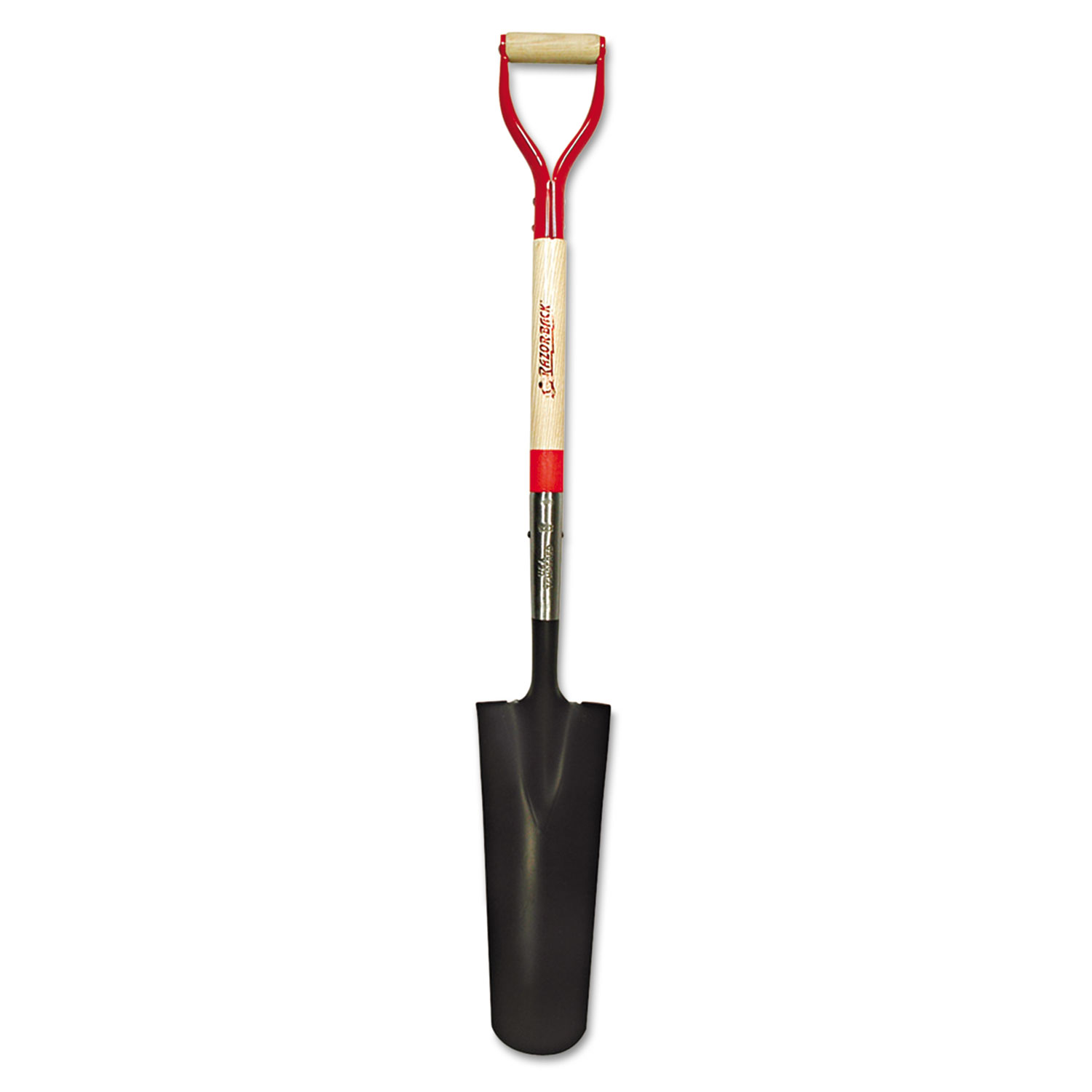 Closed-Back Drain Spade, D-Grip, 16 Blade Length, 29 Handle, Steel/Ash