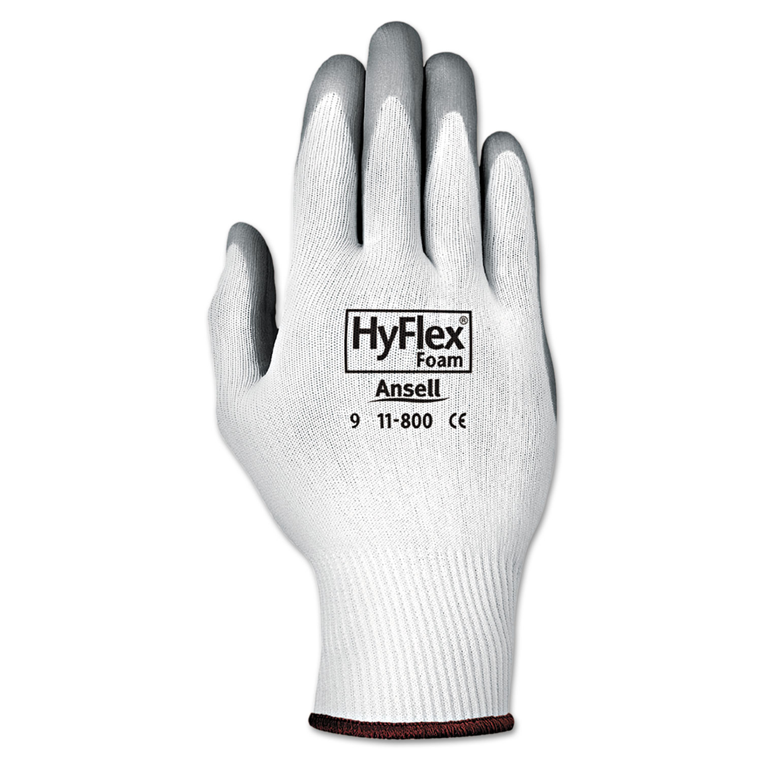  AnsellPro 103332 HyFlex Foam Gloves, White/Gray, Size 8, 12 Pairs (ANS118008) 