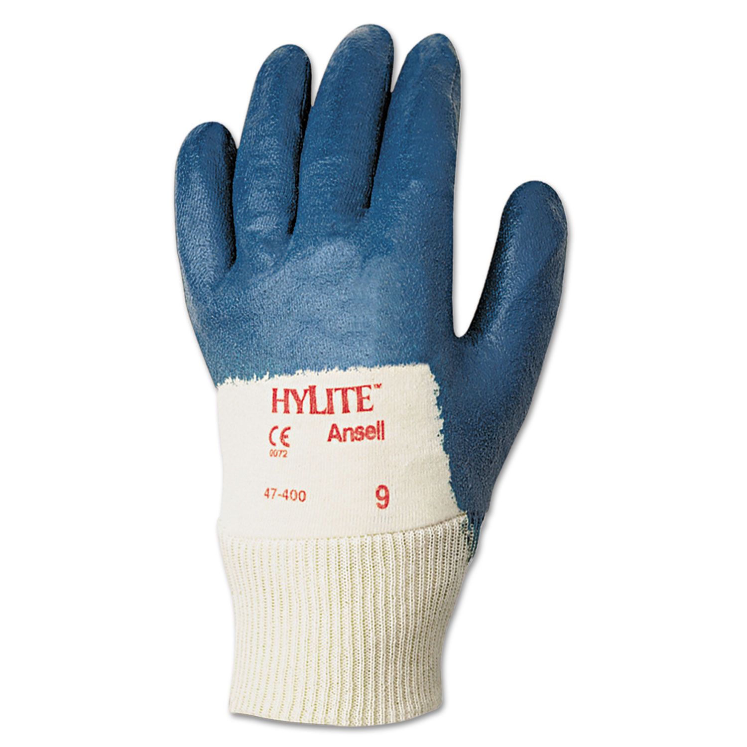 Hylite Palm Coated Multi-Purpose Gloves, Blue/White, Size 9, 12 Pairs