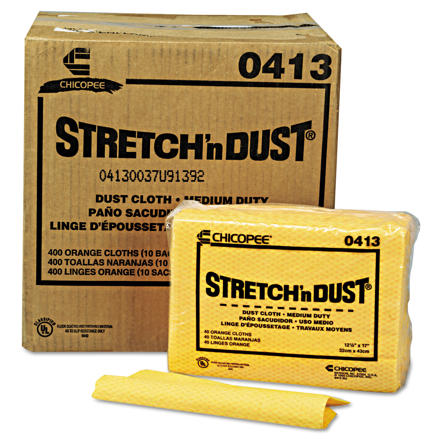 Chix 413 Stretch 'n Dust Cloths, 12 3/5 x 17, Yellow, 400/Carton (CHI0413) 