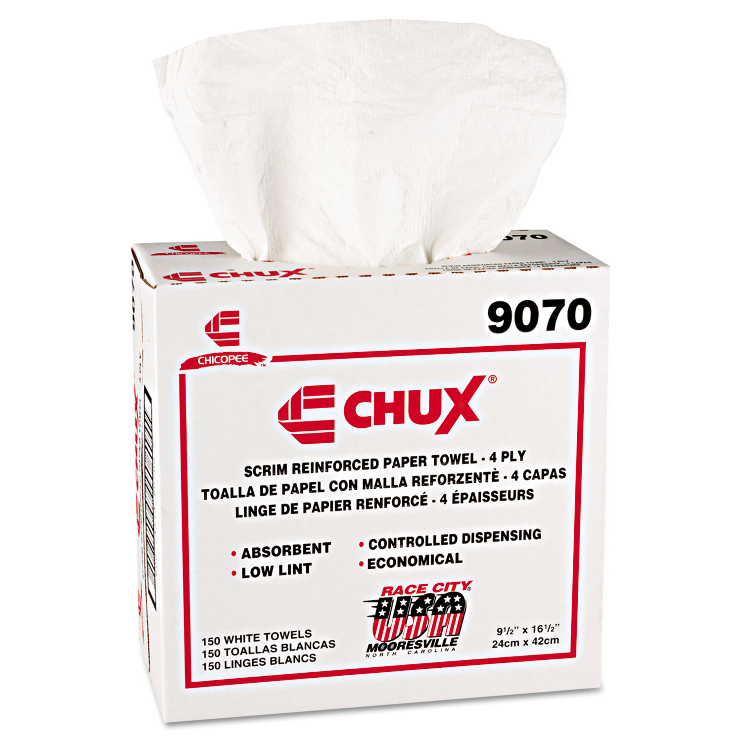 Chux General Purpose Wipers, DRC, 9 1/2 x 16 1/2, White, 900/Carton