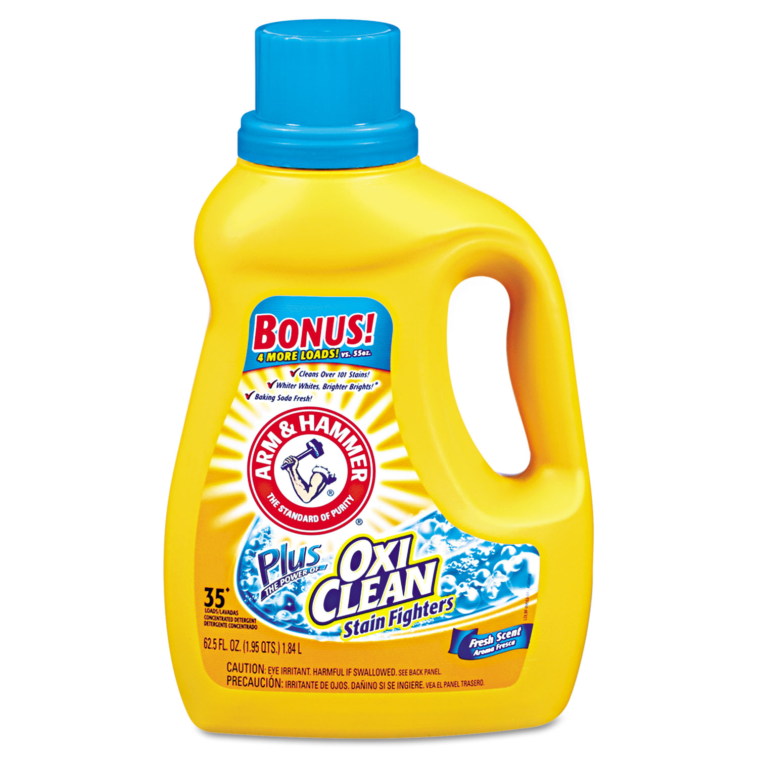OxiClean Concentrated Liquid Laundry Detergent, Fresh, 61.25oz Bottle, 6/Carton