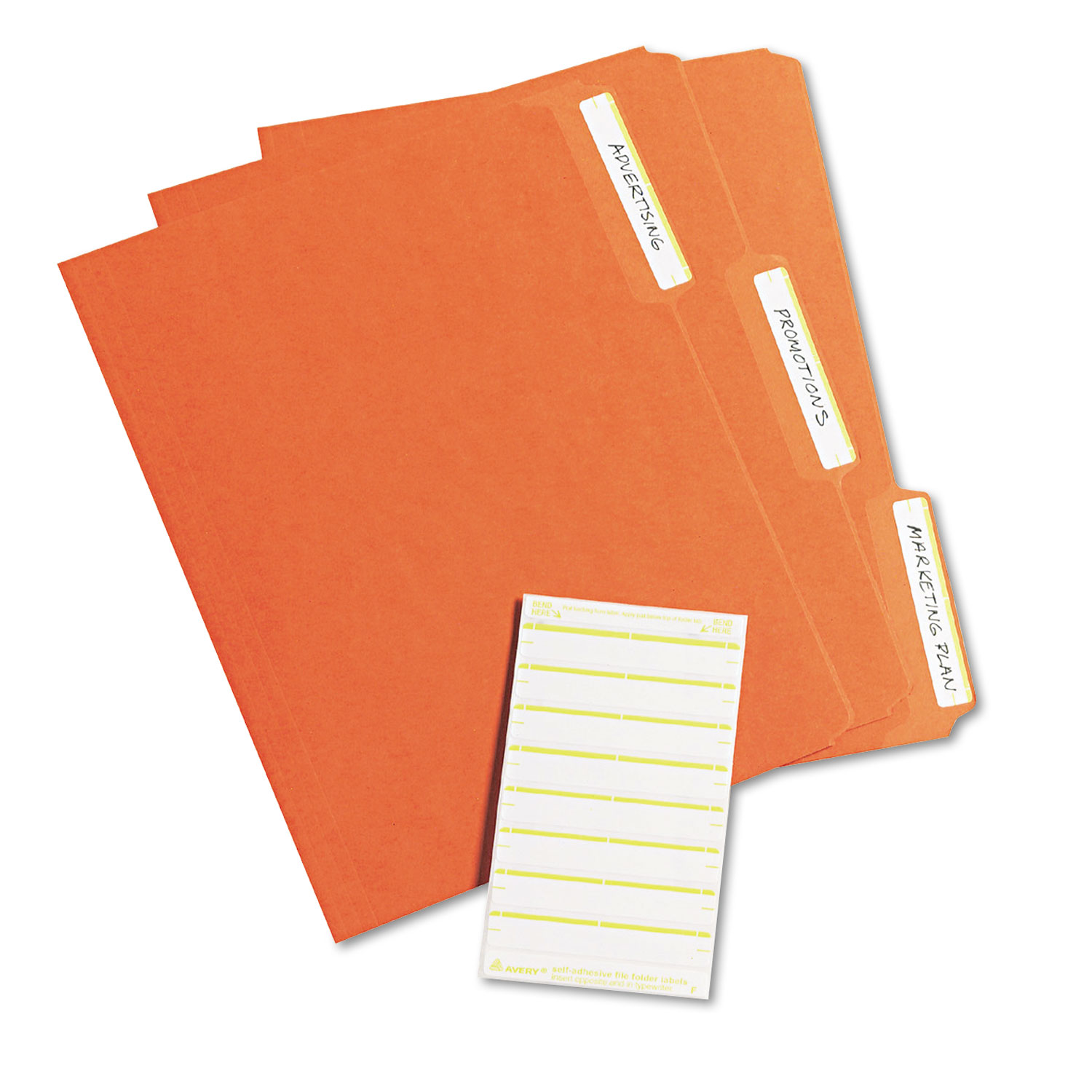 Print or Write File Folder Labels, 11/16 x 3 7/16, White/Yellow Bar, 252/Pack